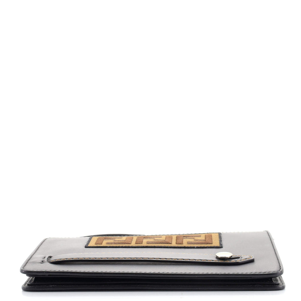 Handle Clutch Leather with Zucca Applique Small