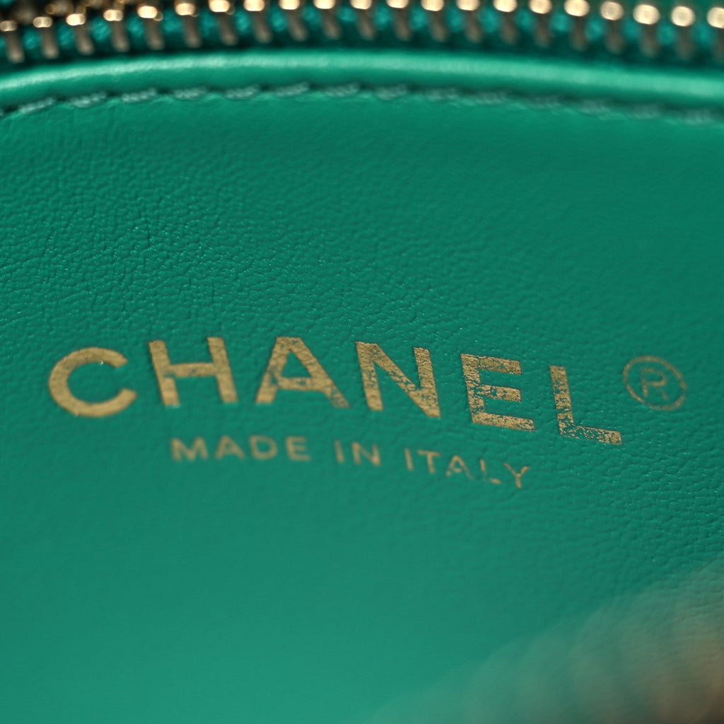 Lambskin Quilted Chain CC Backpack Green