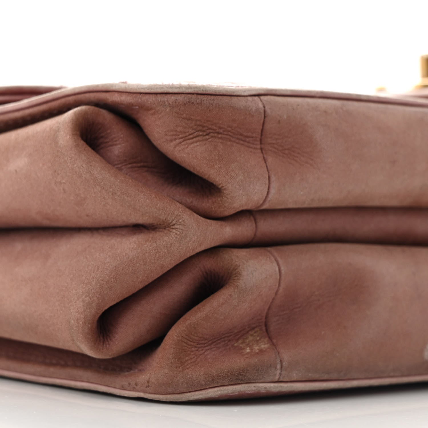 Calfskin Quilted Straight Lined Flap Purple