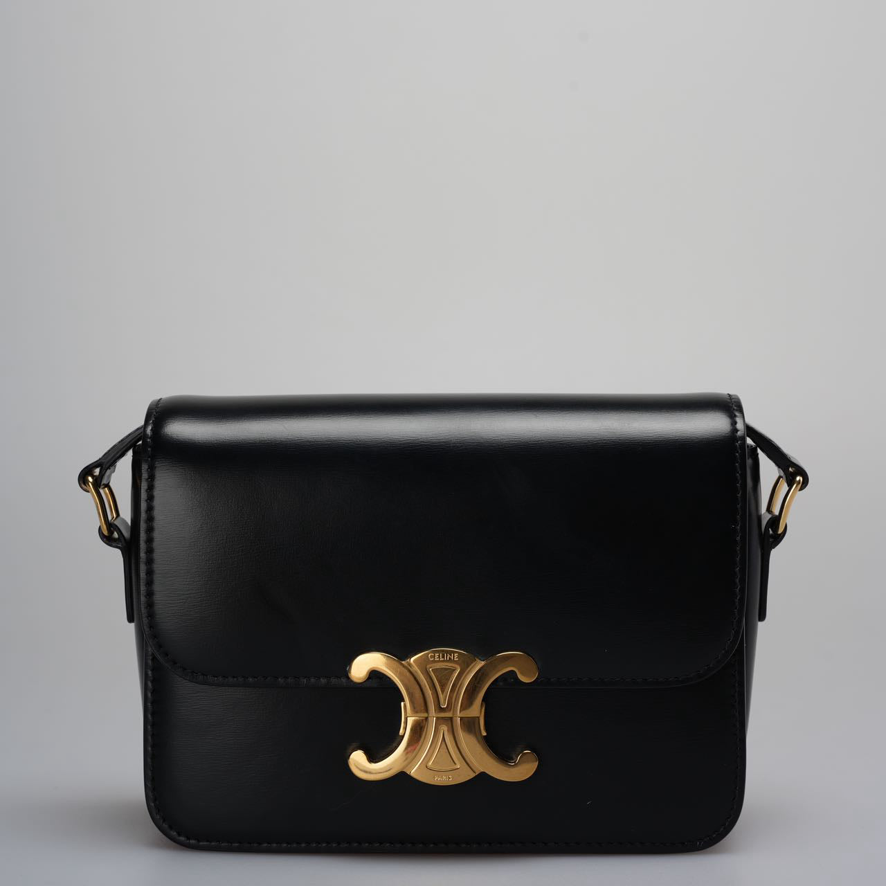 Celine Black Triomphe Crossbody Bag Pre-Owned 2021 Small Calfskin