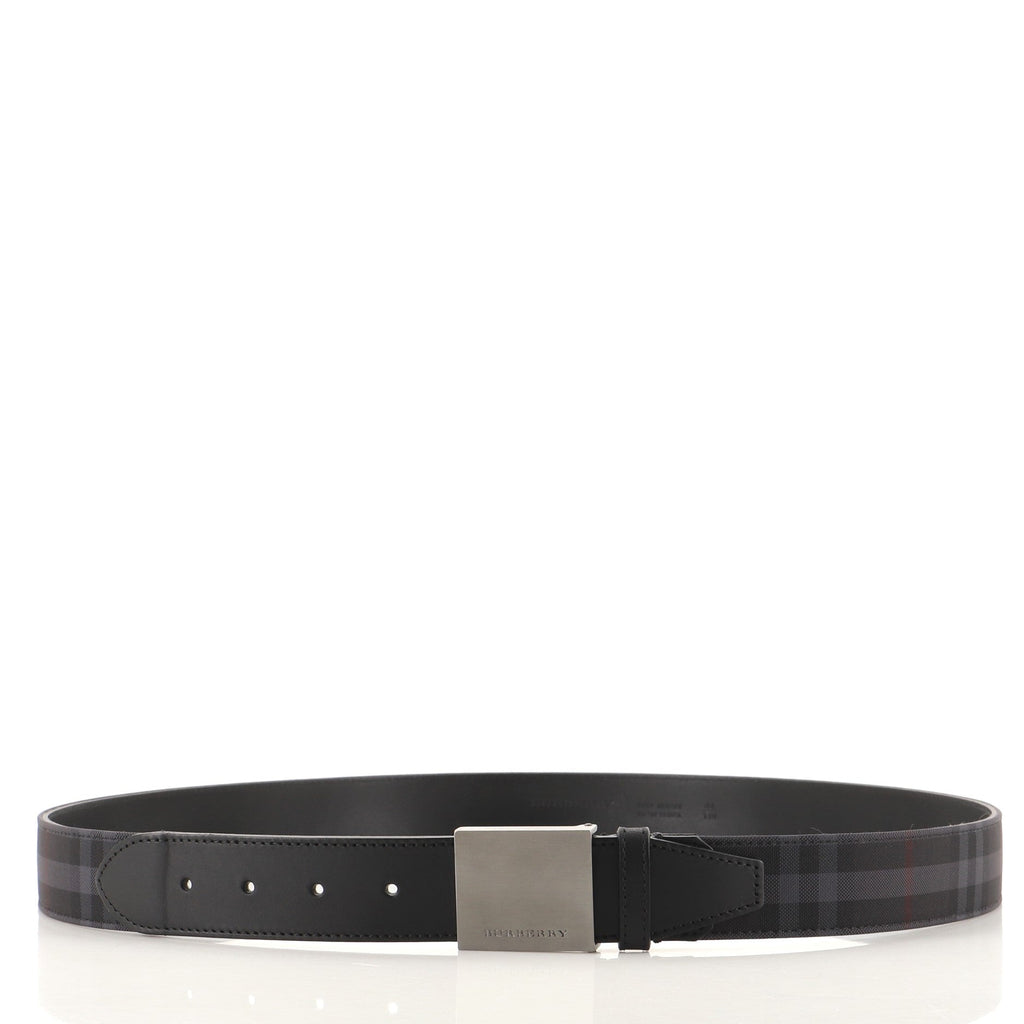 Plaque Buckle Belt Smoked Check Coated Canvas Medium 110