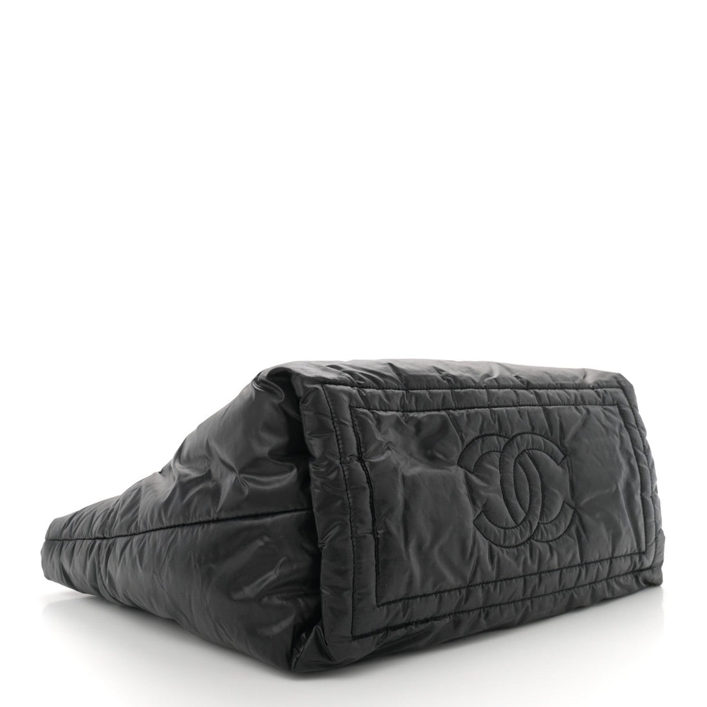 Nylon Quilted Small Coco Cocoon Reversible Tote Black
