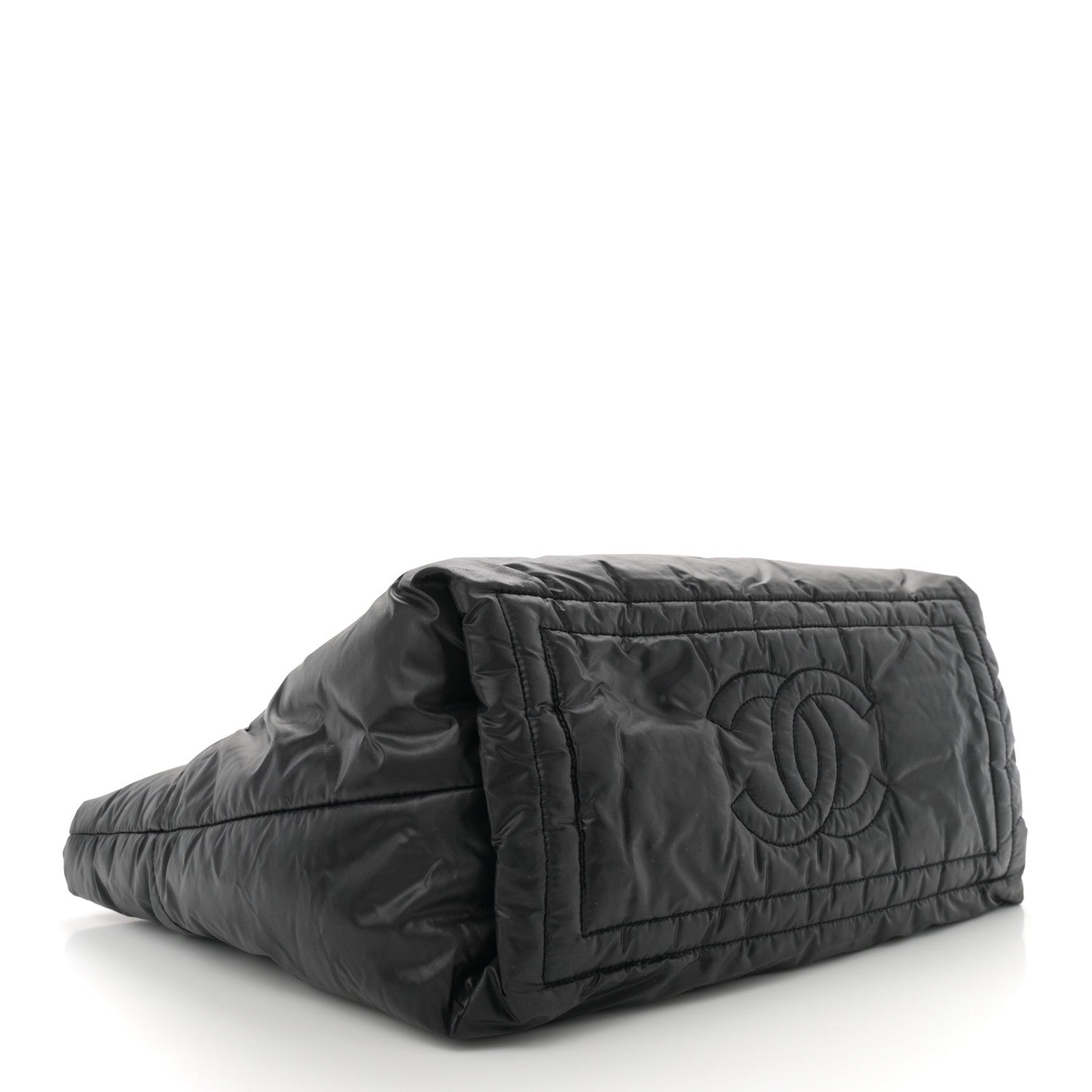 Nylon Quilted Small Coco Cocoon Reversible Tote Black