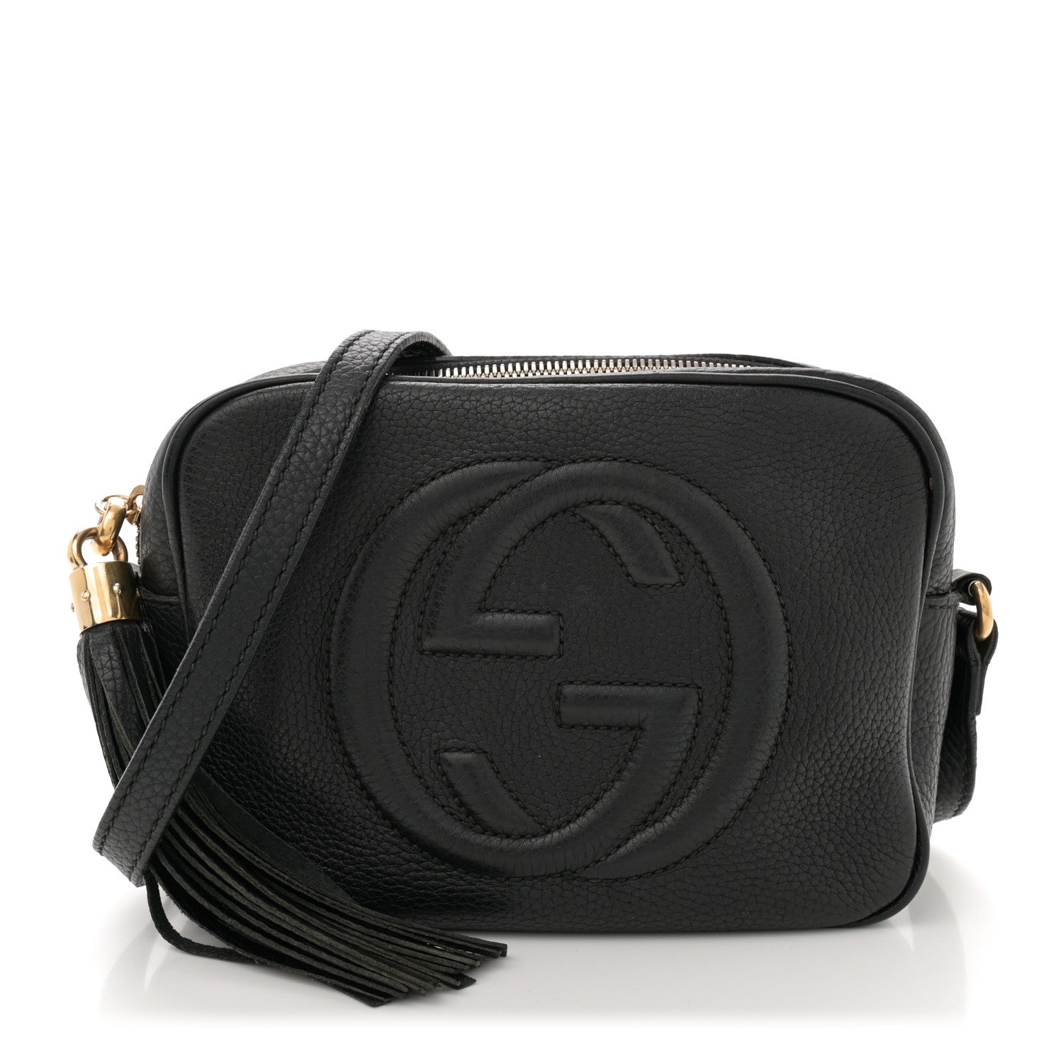 Pebbled Calfskin Small Soho Disco Bag Black