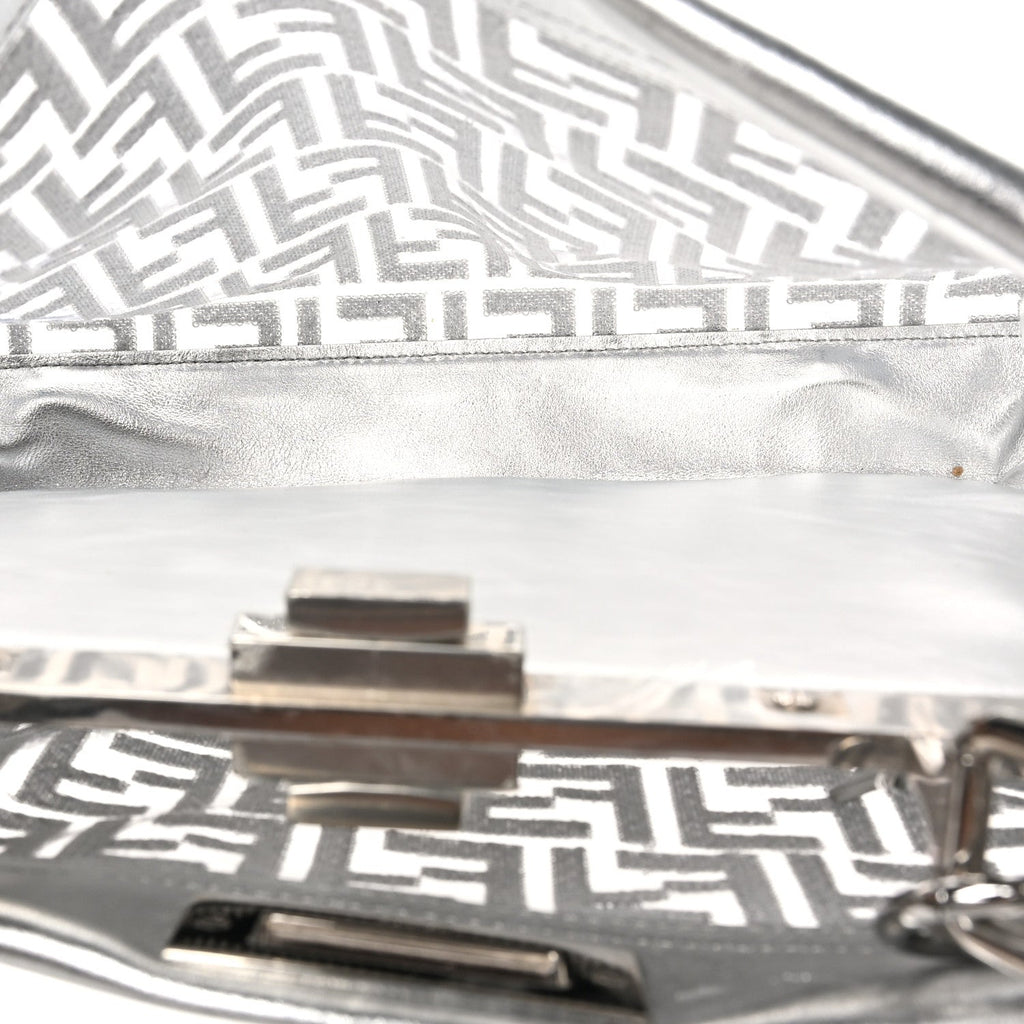 PVC Vitello Catalan Mirror Sequin FF Medium Peekaboo Iconic Satchel Argento