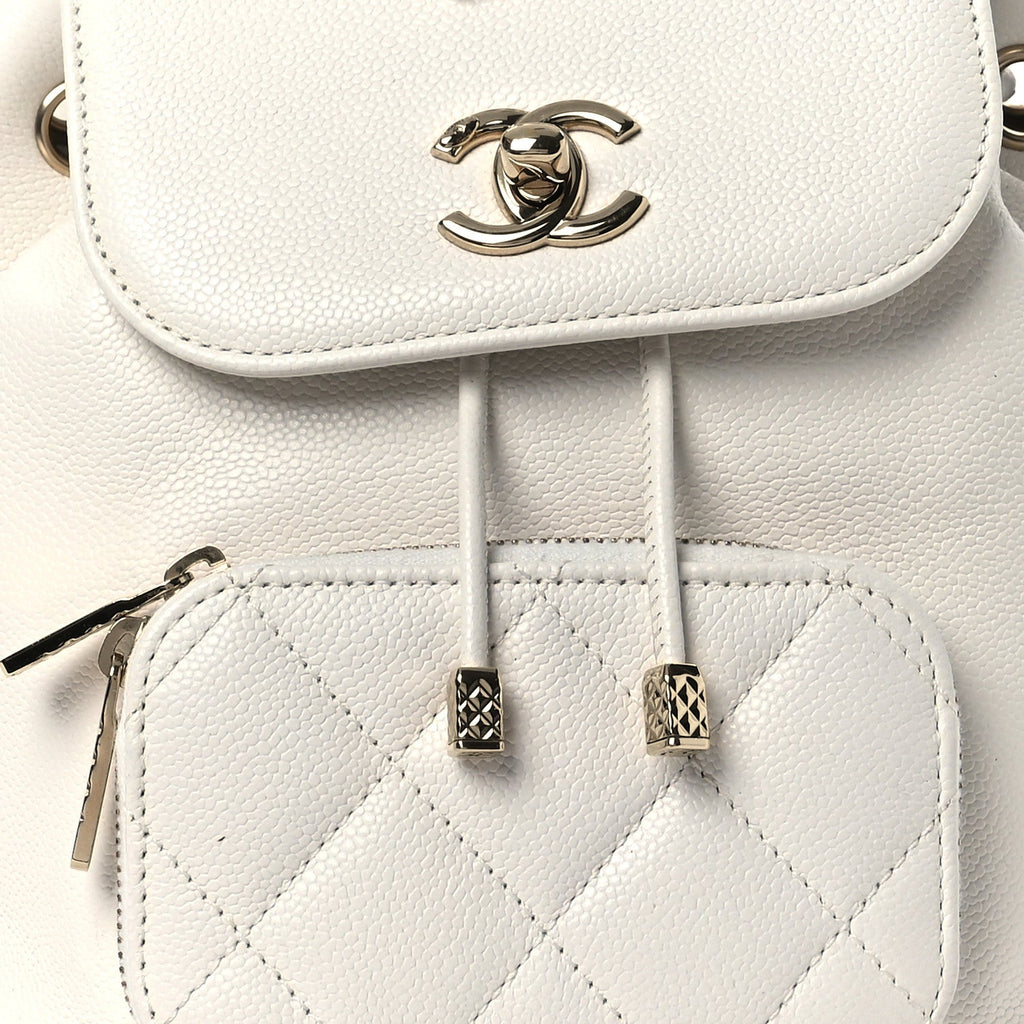 Caviar Quilted Mini Business Affinity Backpack White