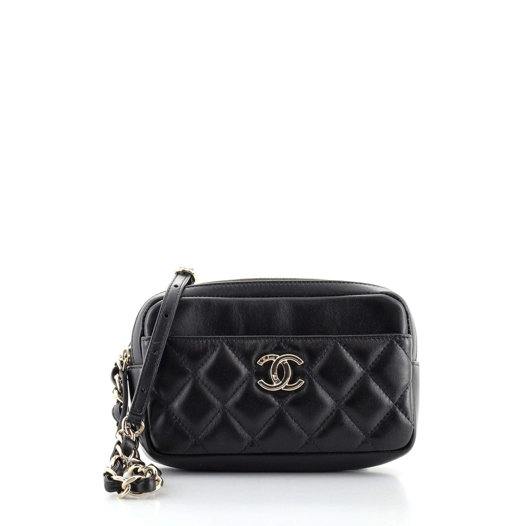 CC Front Pocket Waist Bag Quilted Lambskin Mini