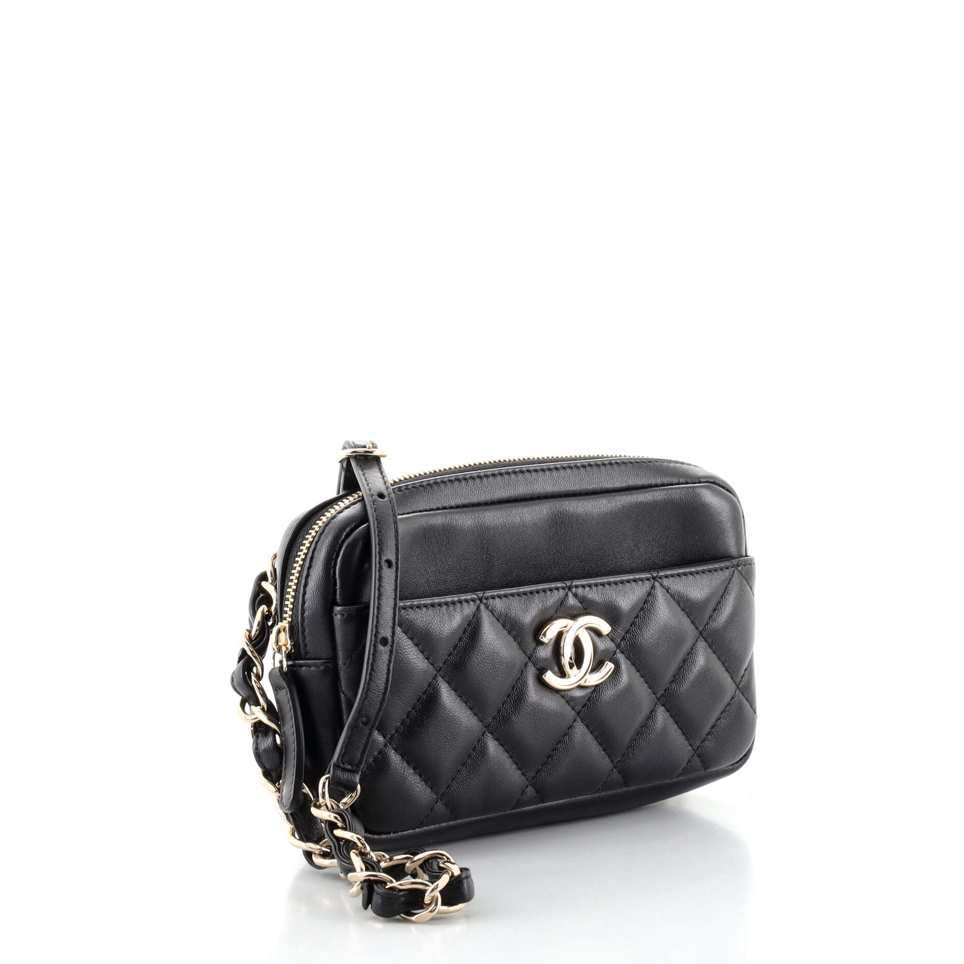 CC Front Pocket Waist Bag Quilted Lambskin Mini