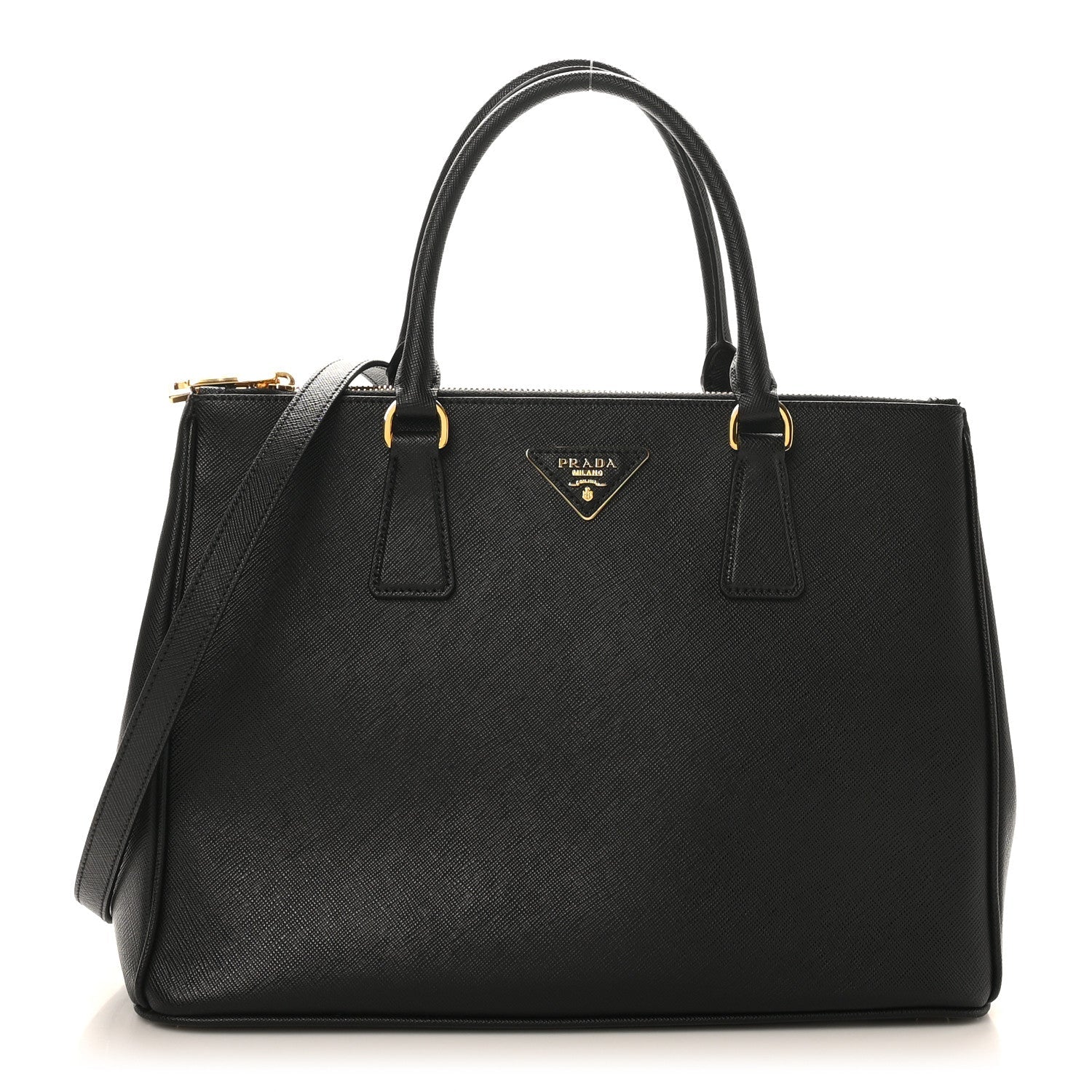 Saffiano Lux Large Galleria Double Zip Tote Black