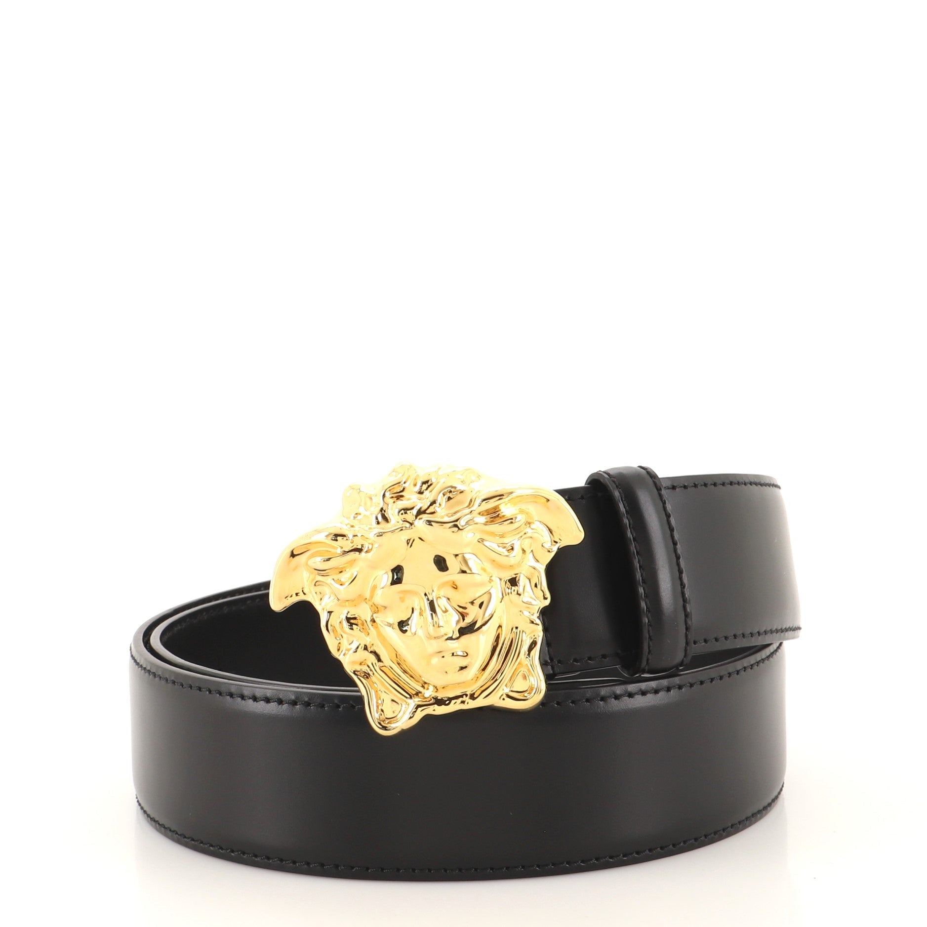 Medusa Buckle Belt Leather Wide 90