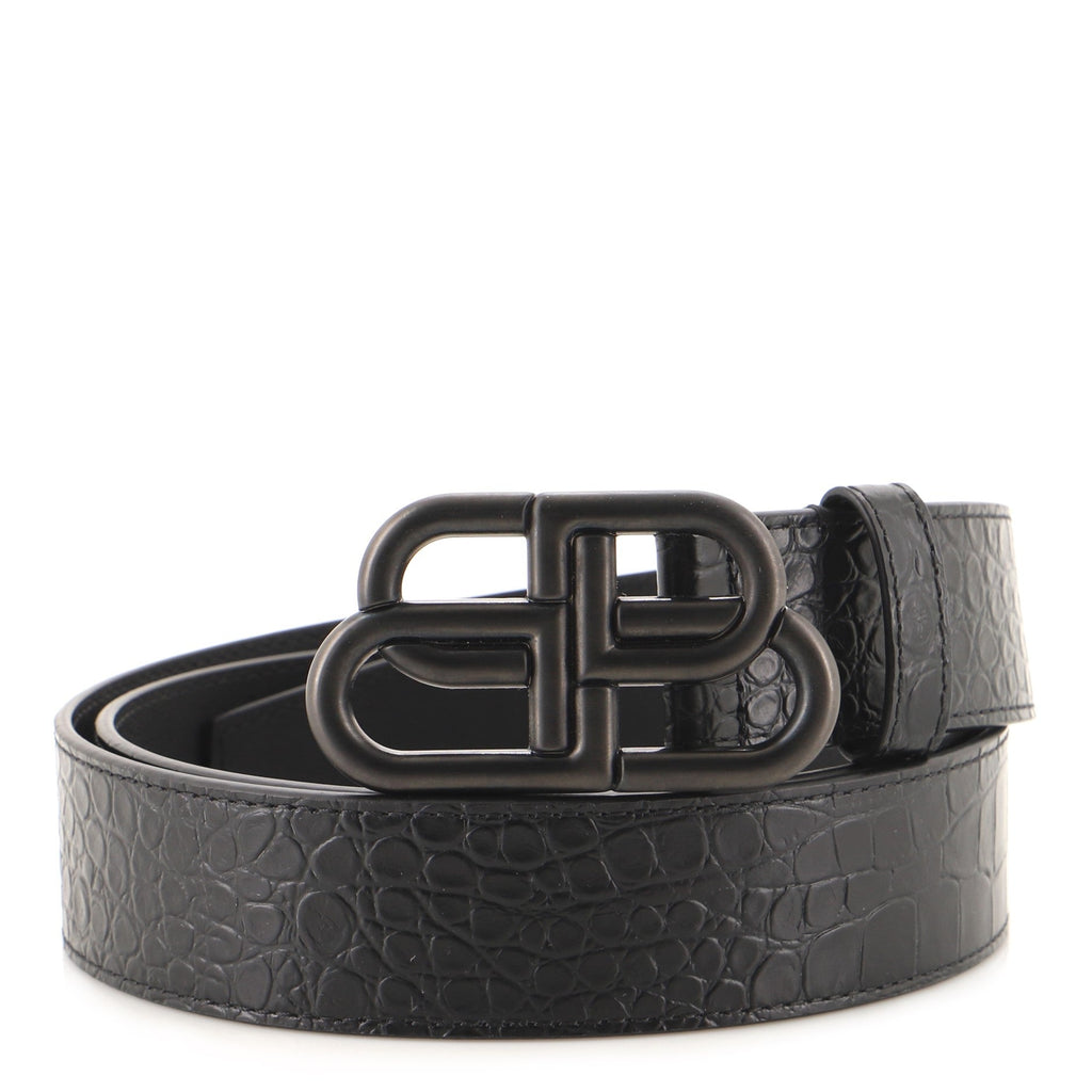 BB Belt Crocodile Embossed Leather Wide 100