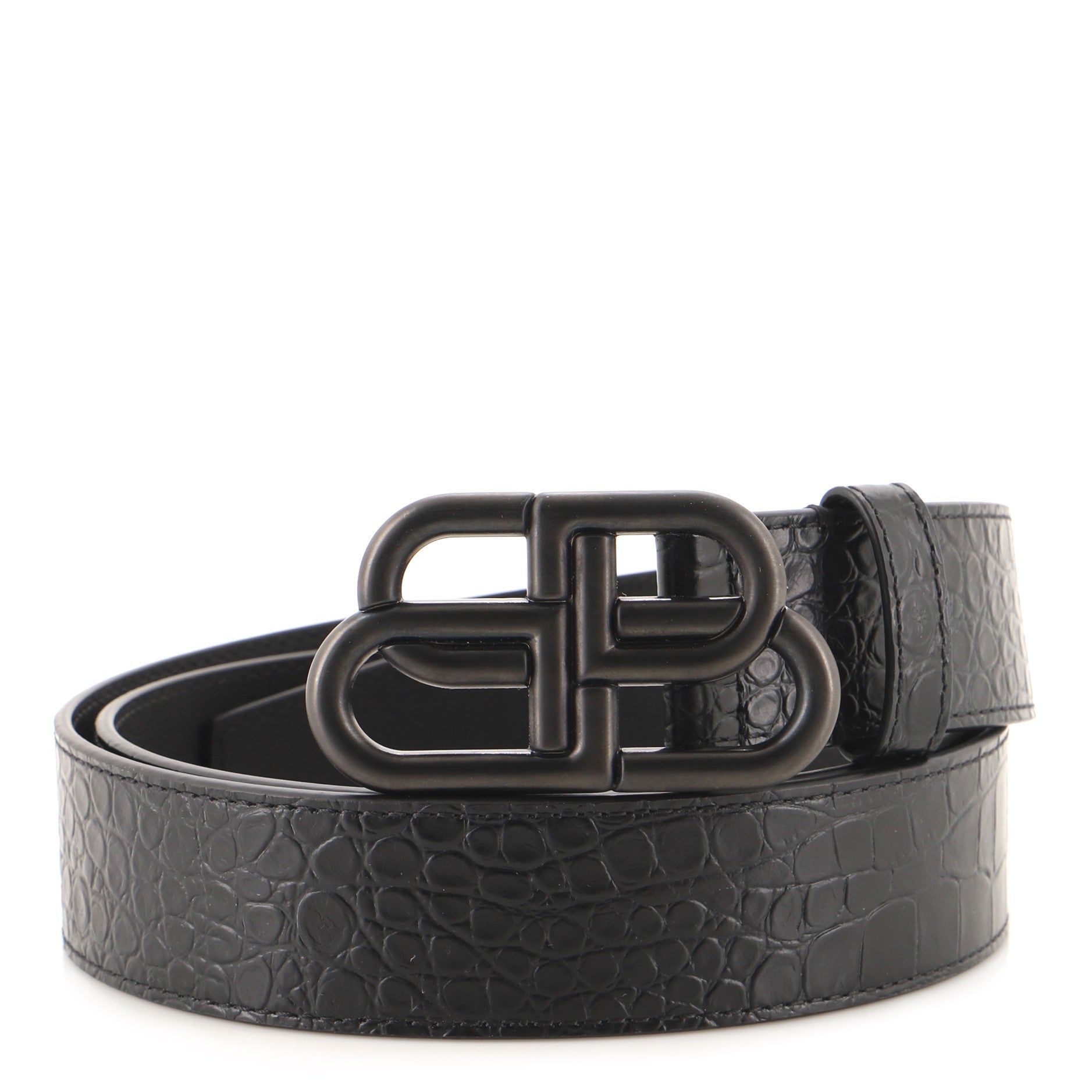 BB Belt Crocodile Embossed Leather Wide 100
