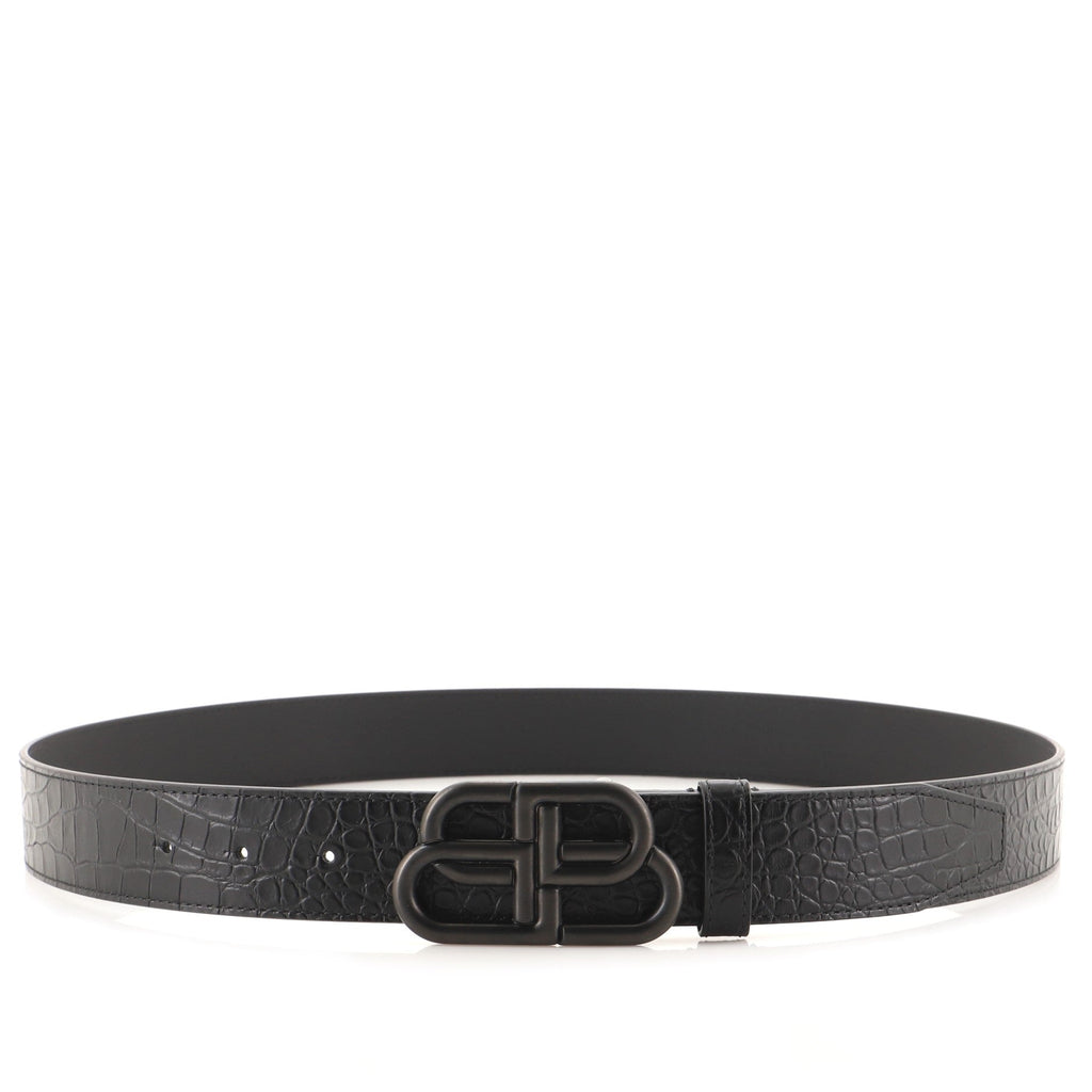 BB Belt Crocodile Embossed Leather Wide 100