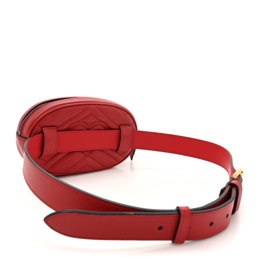 Calfskin Matelasse GG Marmont Belt Bag 85 34 Hibiscus Red