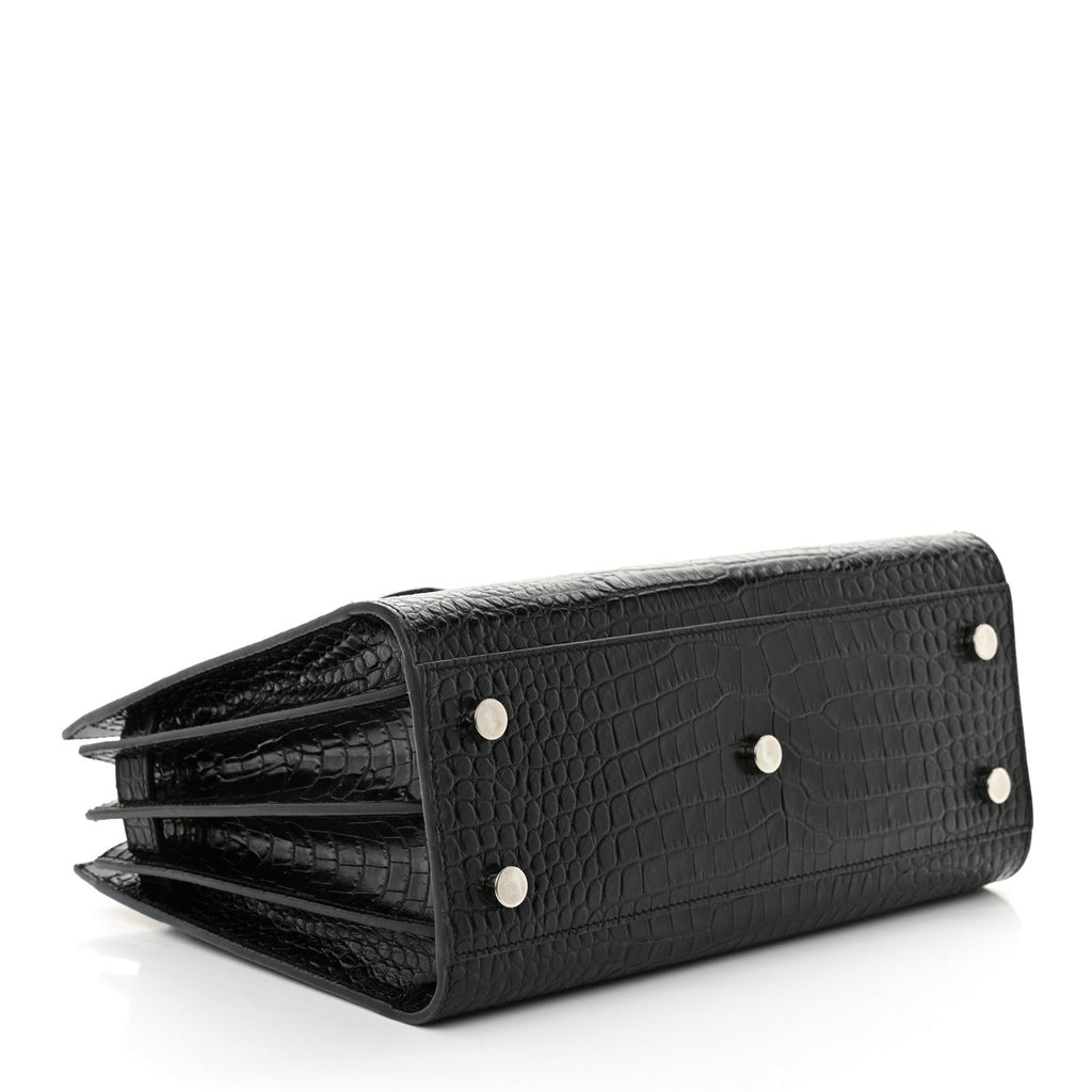 Calfskin Crocodile Embossed Baby Sac De Jour Black
