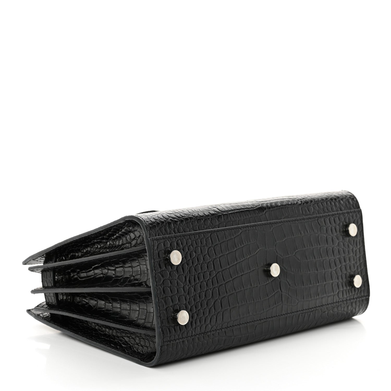 Calfskin Crocodile Embossed Baby Sac De Jour Black