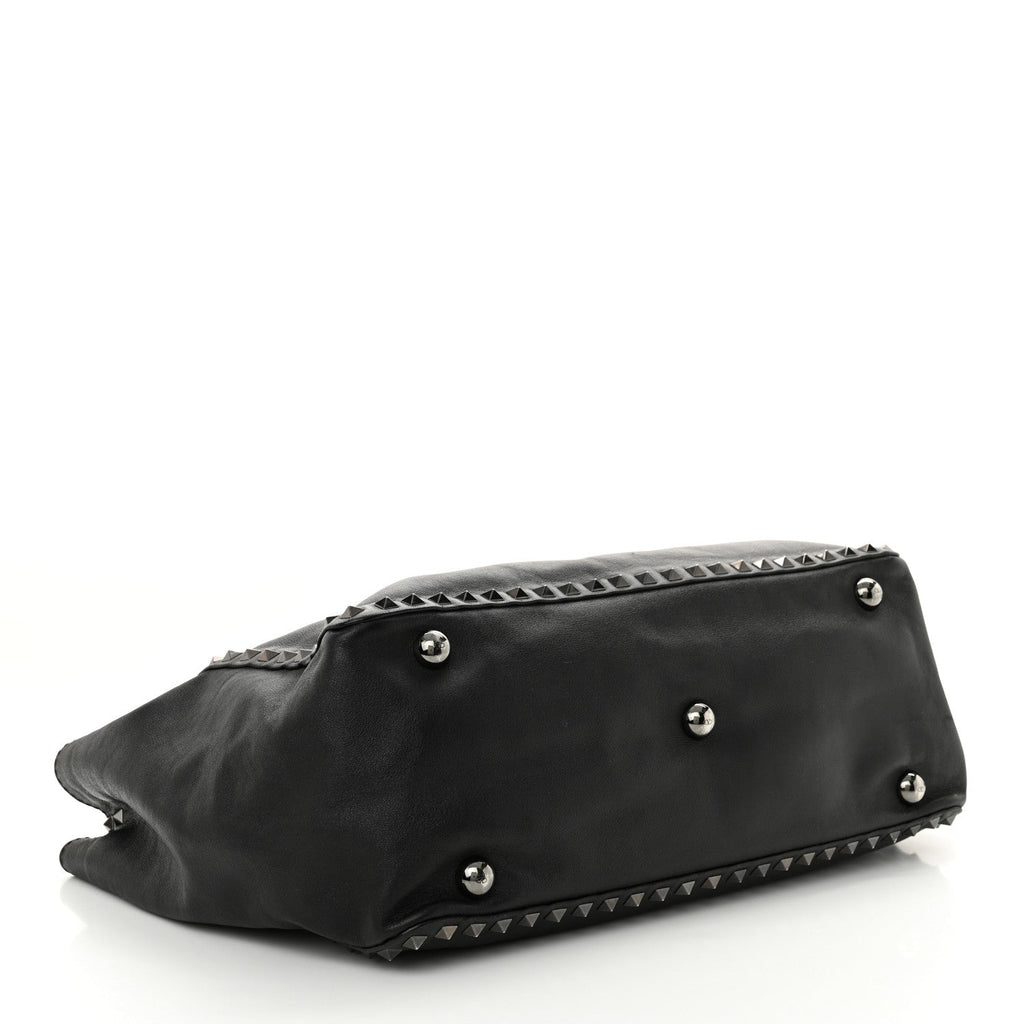Vitello Medium Rockstud Tote Black