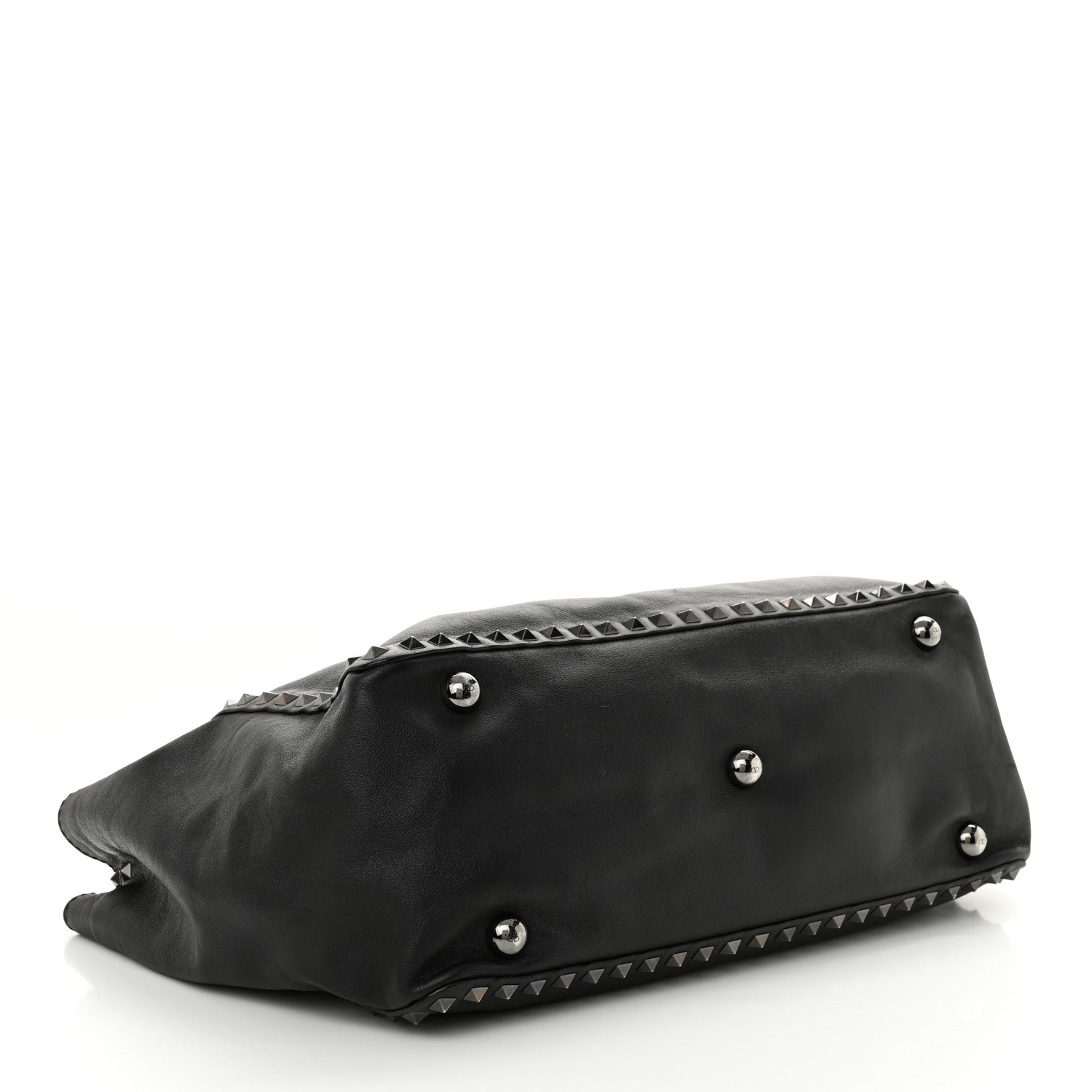 Vitello Medium Rockstud Tote Black