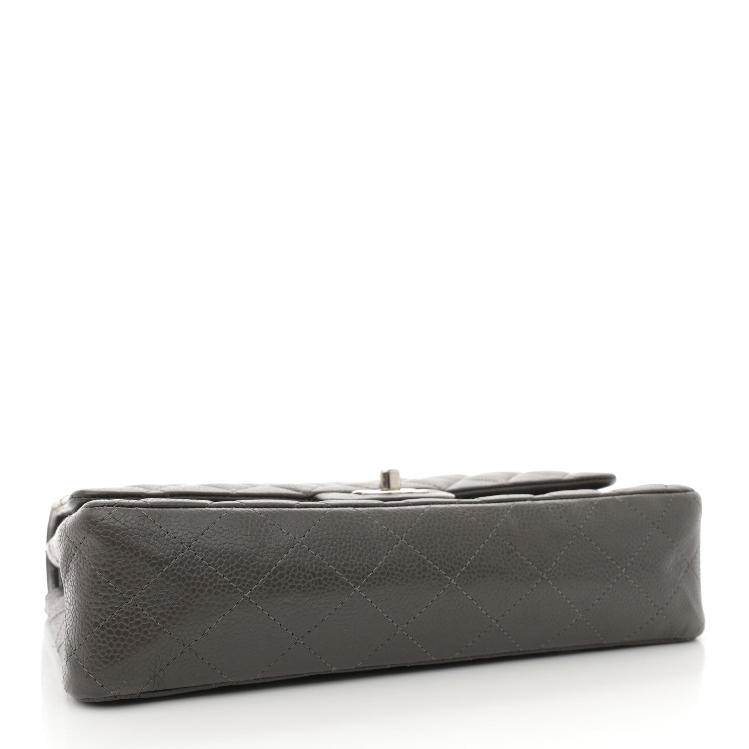 Caviar Quilted Medium Double Flap Dark Grey