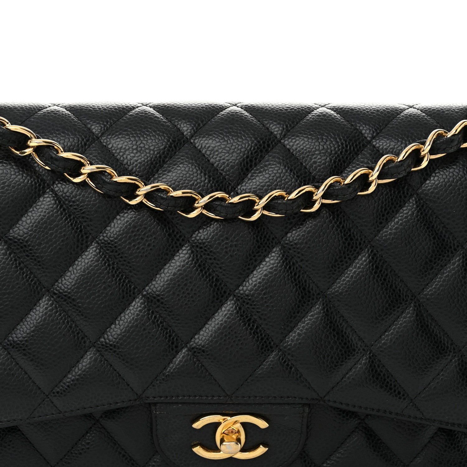 Caviar Quilted Jumbo Double Flap Black