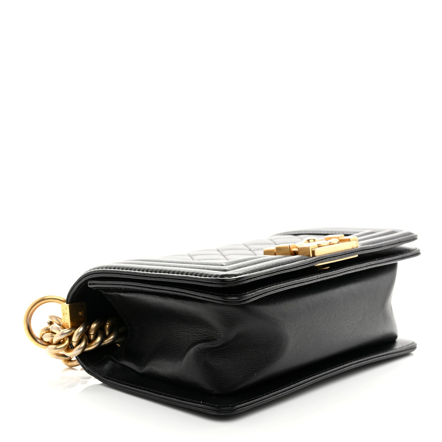 Lambskin Quilted Small Boy Flap Black