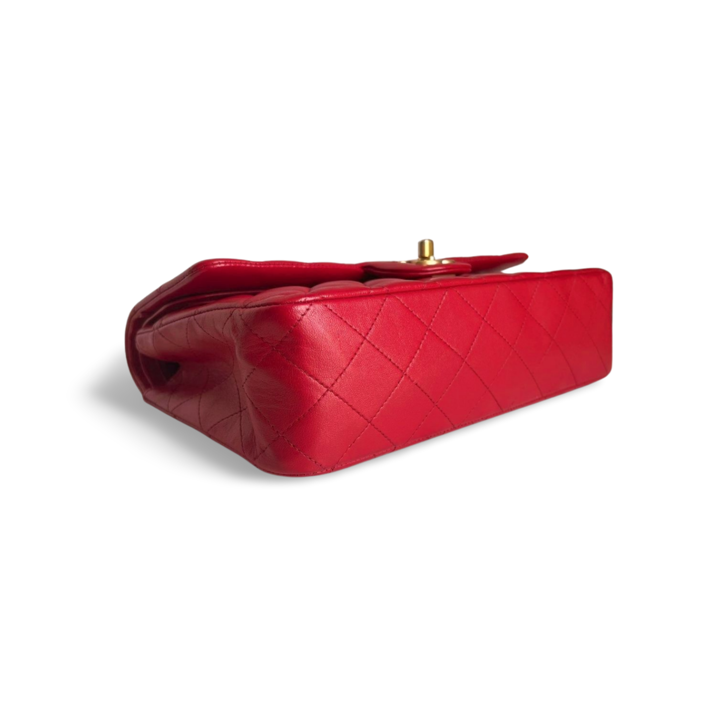Chanel Red Classic Double Flap Bag in Medium Size Lambskin Leather With Gold Hardware