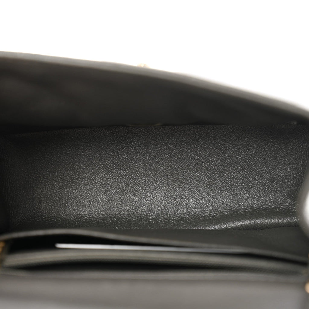 Lambskin Quilted Mini Square Flap Dark Grey