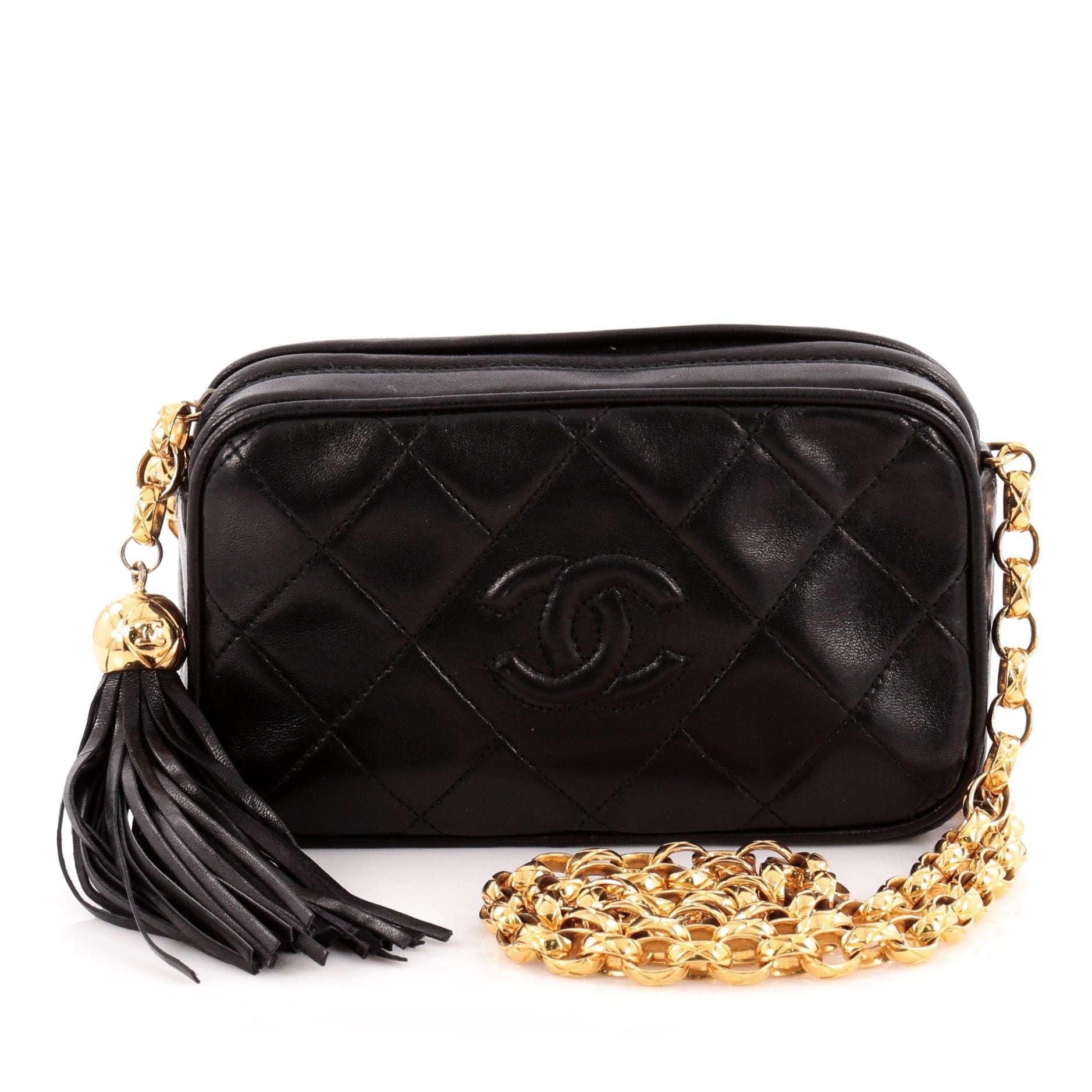 Vintage Diamond CC Camera Bag Quilted Leather Mini