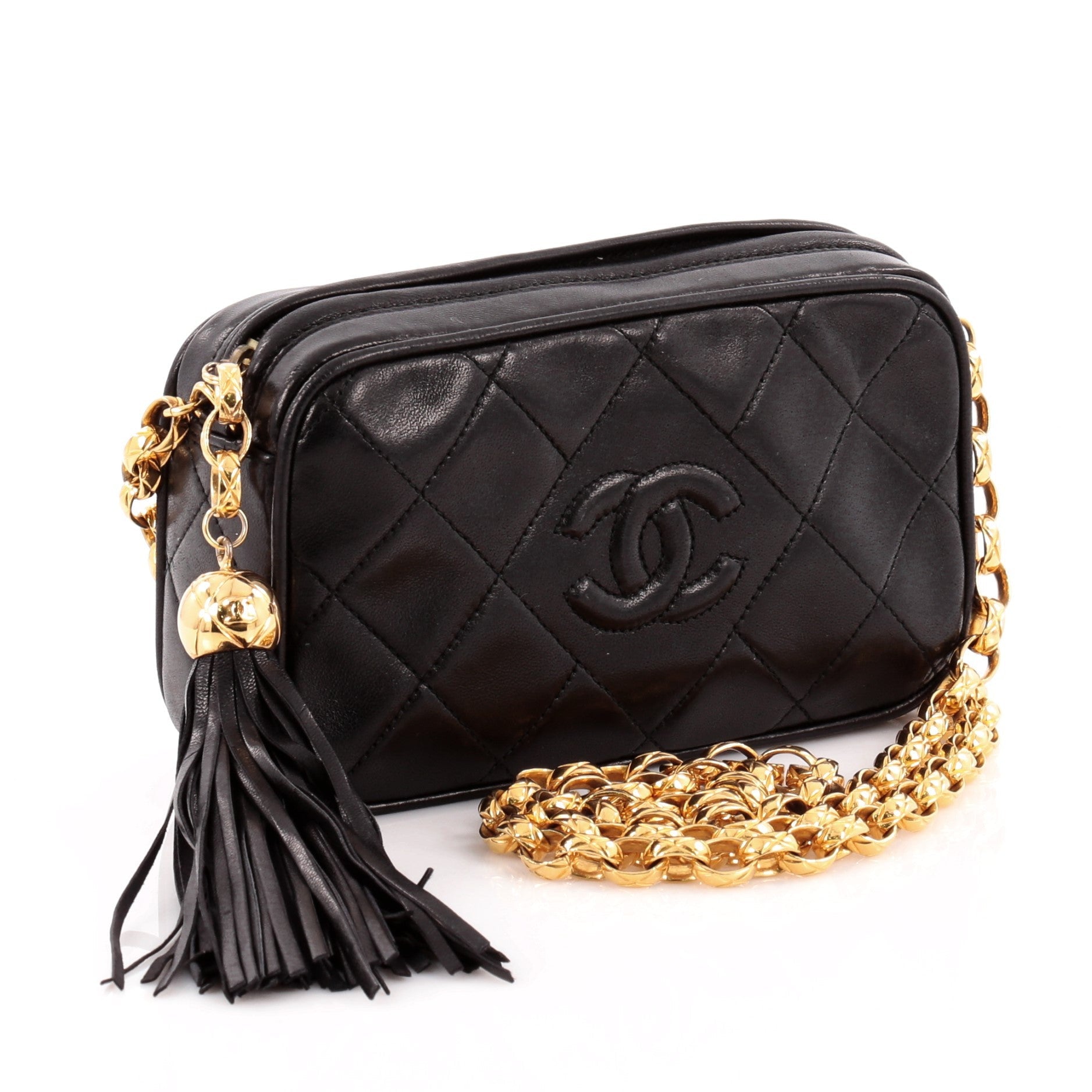 Vintage Diamond CC Camera Bag Quilted Leather Mini