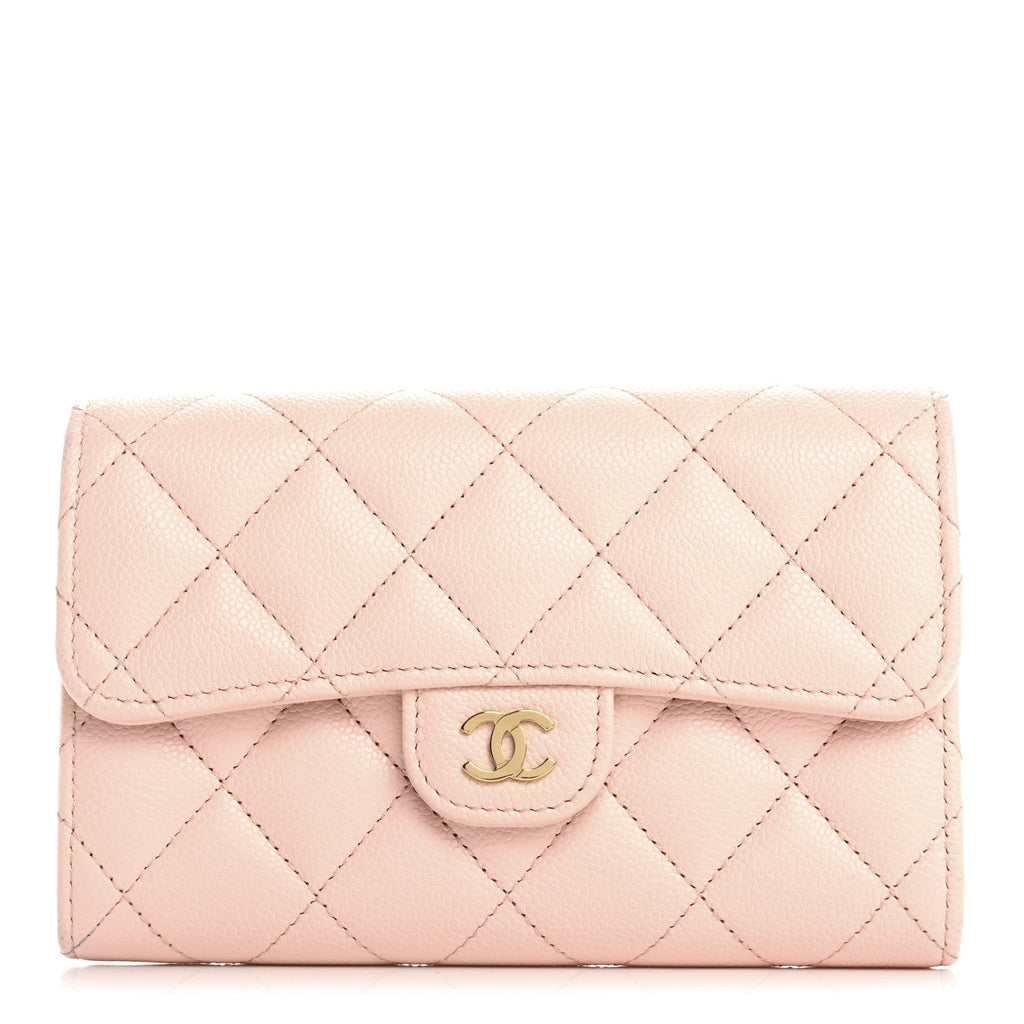 Caviar Quilted Medium Flap Wallet Light Pink