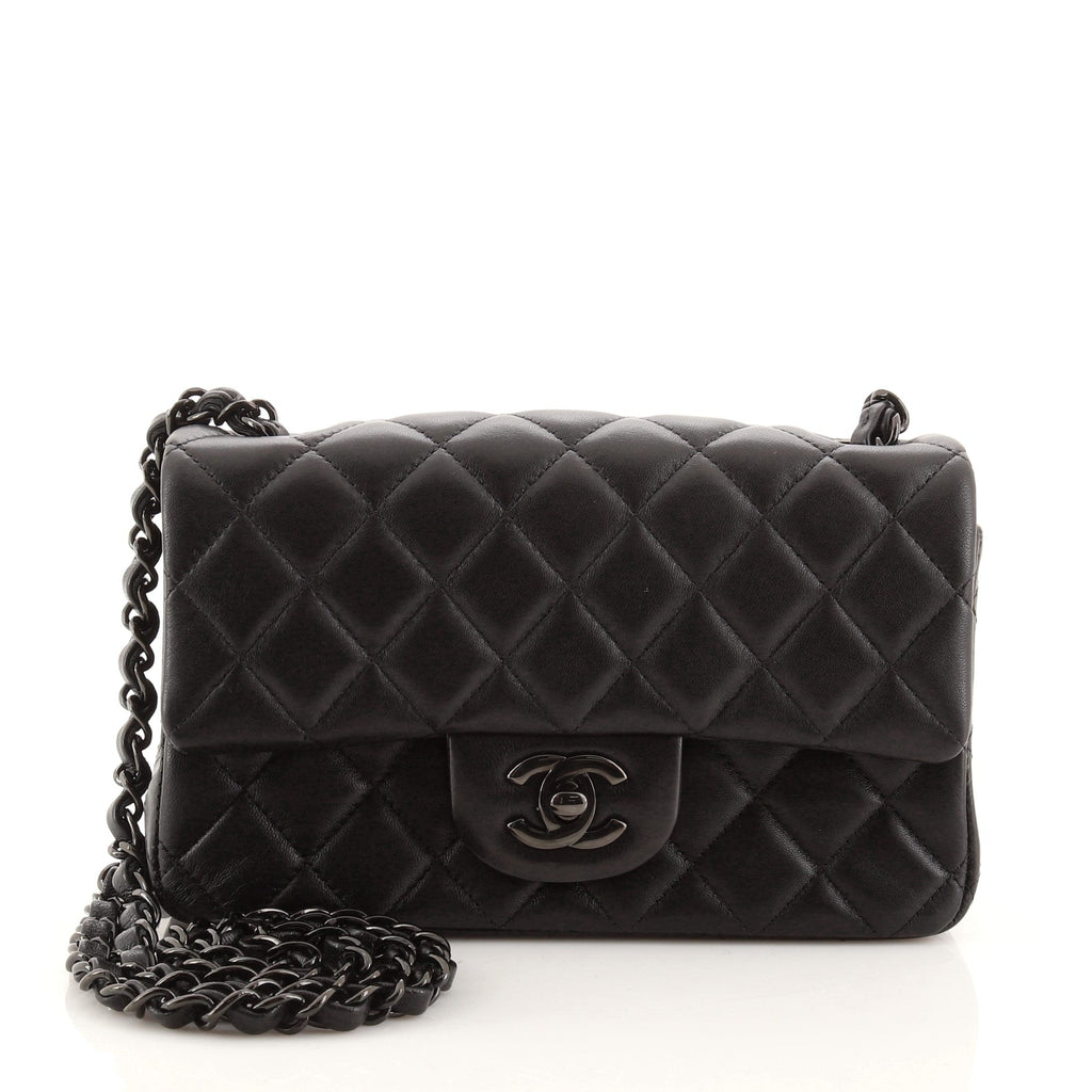 So Black Classic Single Flap Bag Quilted Lambskin Mini