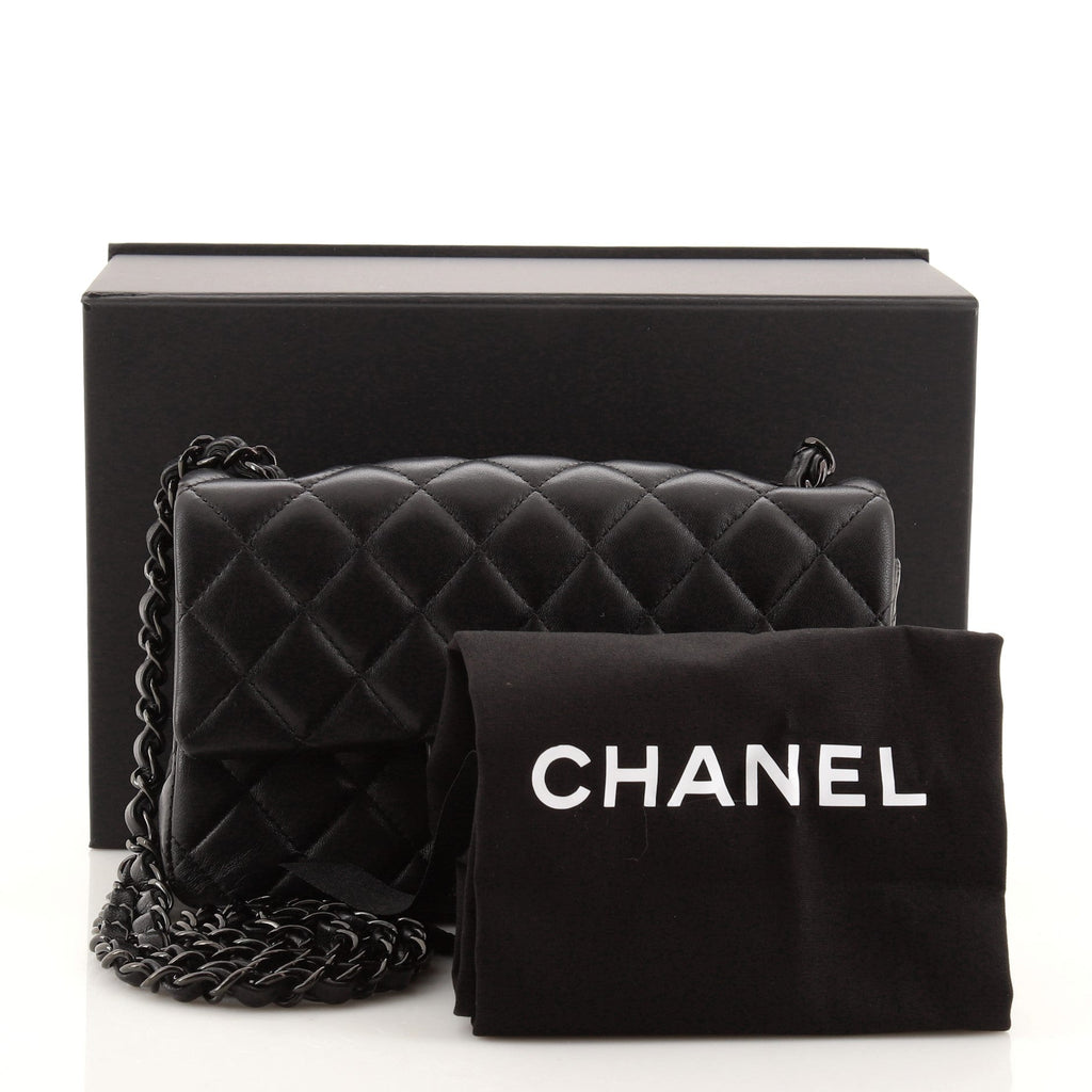 So Black Classic Single Flap Bag Quilted Lambskin Mini