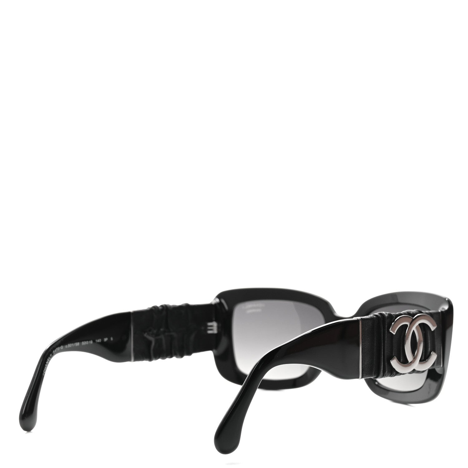 Acetate Calfskin Polarized Square Sunglasses 5473-Q Black