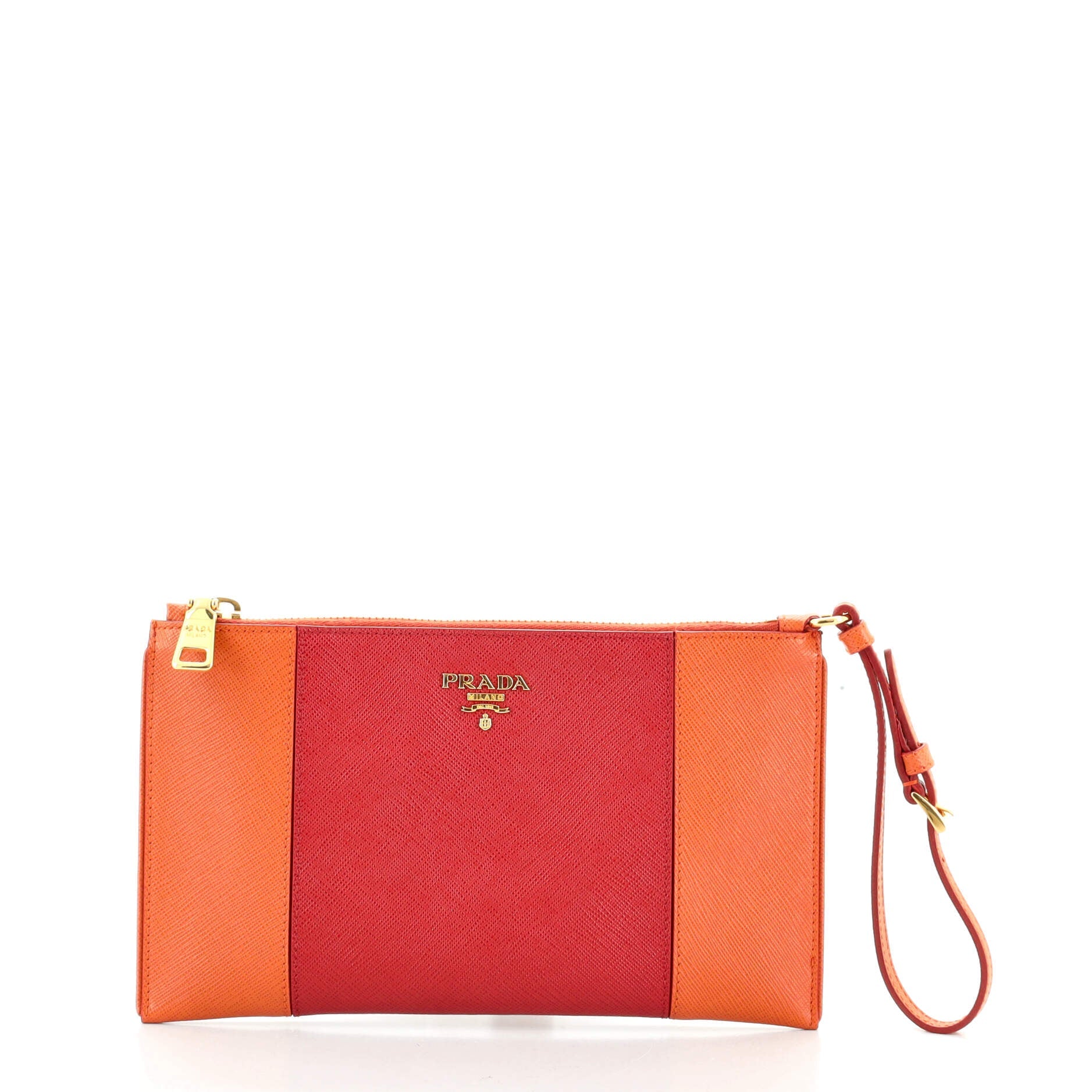 Bicolor Wristlet Clutch Saffiano Leather Small