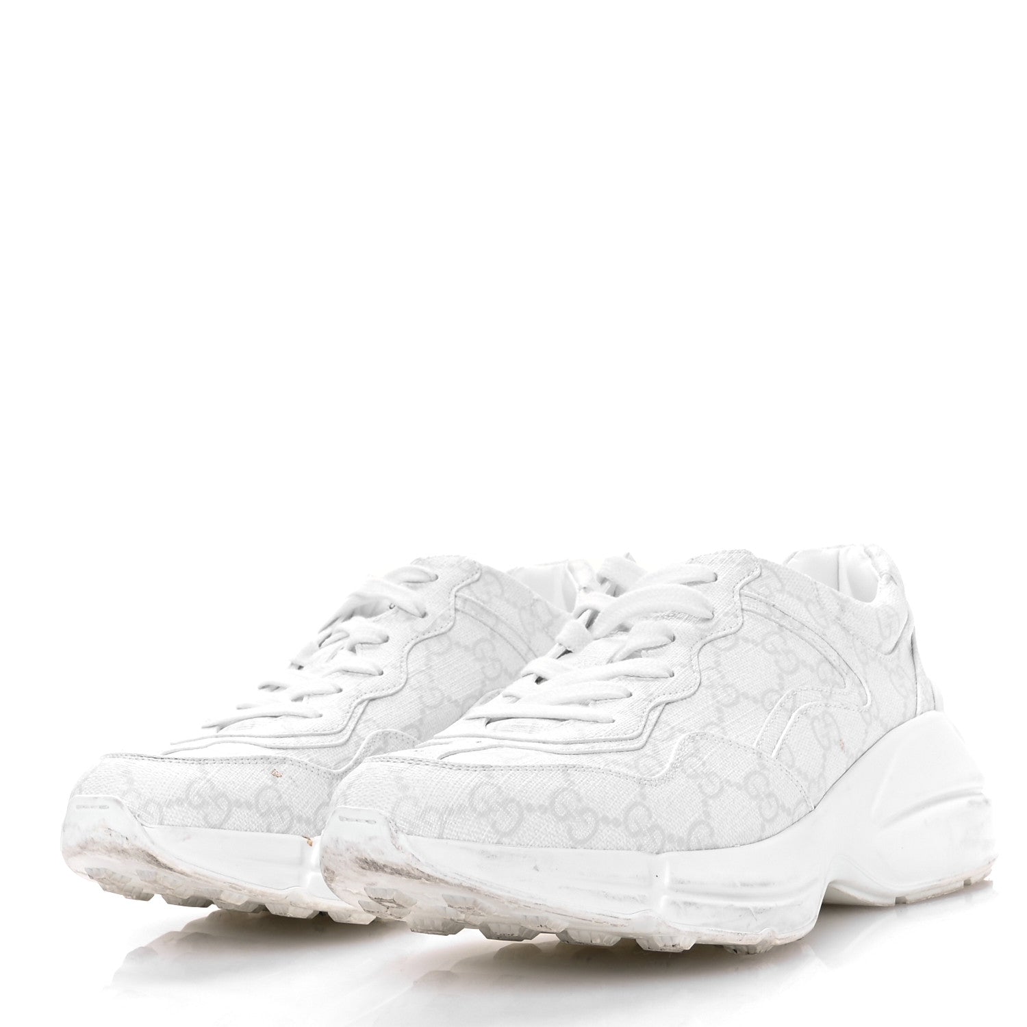 GG Supreme Monogram Womens Rhyton Sneakers 38 White