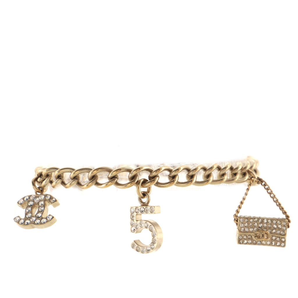 CC Charms Chain Bracelet Metal with Crystals