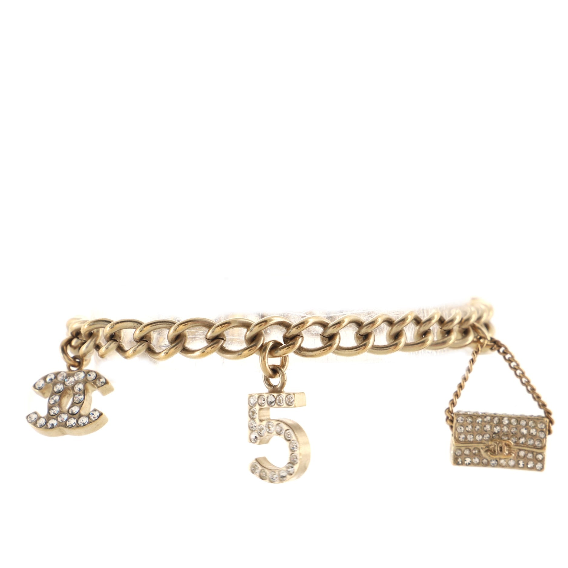 CC Charms Chain Bracelet Metal with Crystals