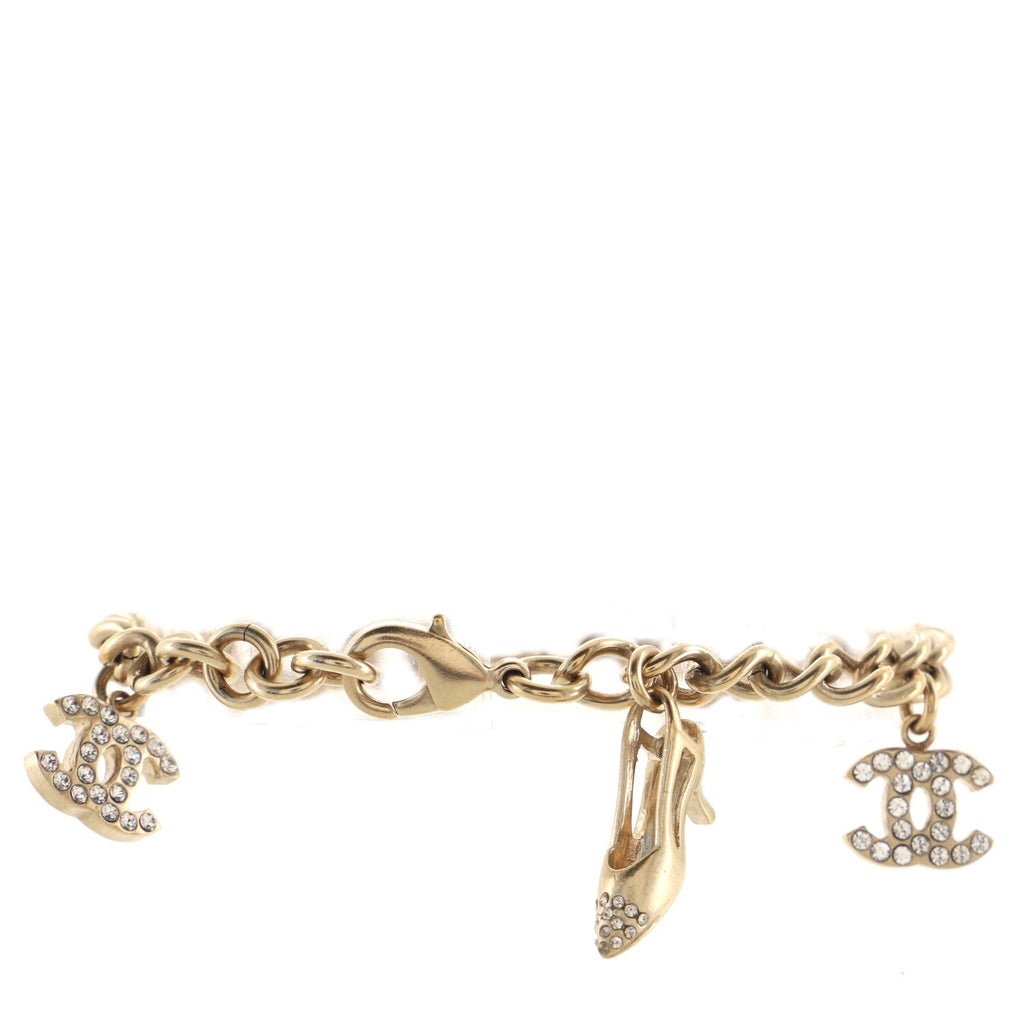 CC Charms Chain Bracelet Metal with Crystals
