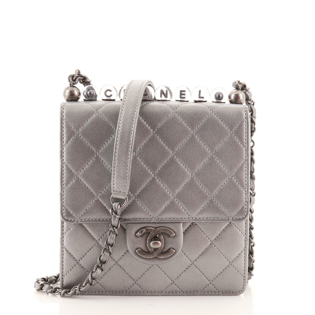 Chic Pearls Flap Bag Quilted Goatskin with Acrylic Beads Mini