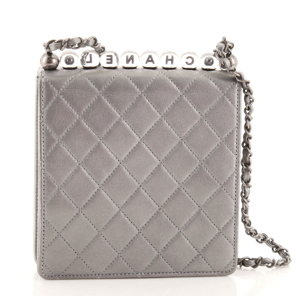 Chic Pearls Flap Bag Quilted Goatskin with Acrylic Beads Mini