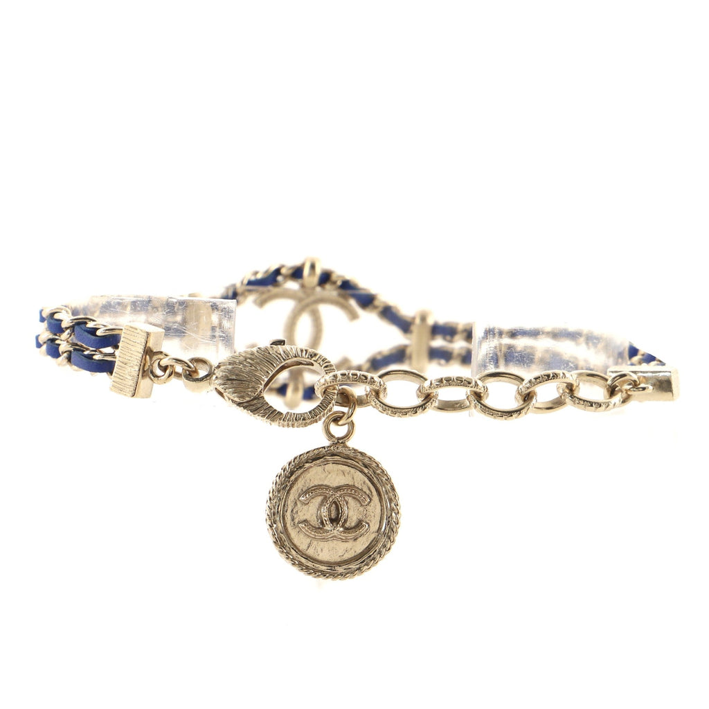 Chain CC Logo Bracelet Metal with Leather