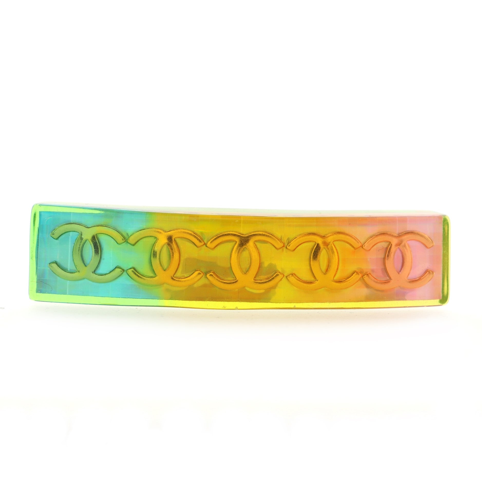 CC Holographic Hair Barrette Metal and Resin Thin XS