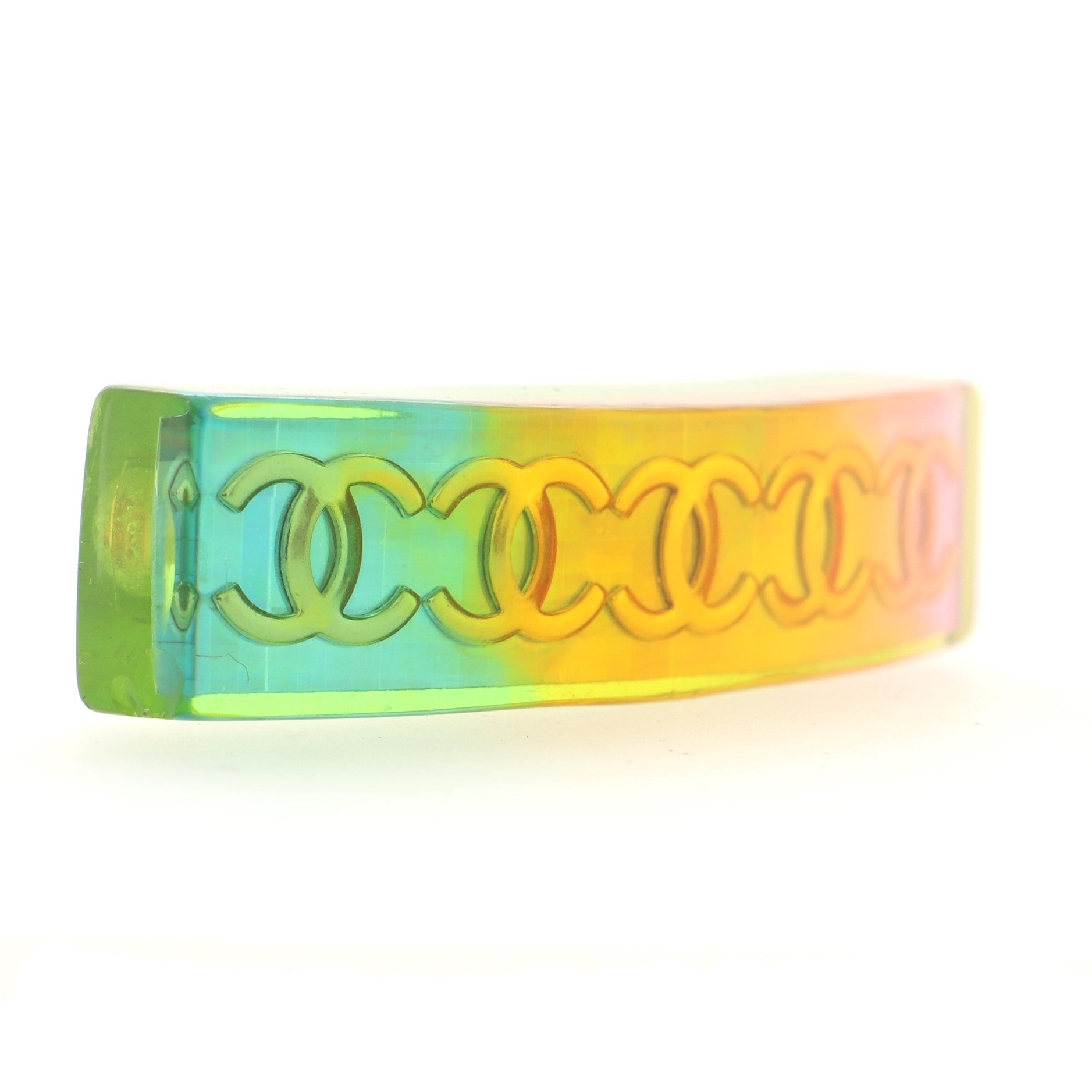 CC Holographic Hair Barrette Metal and Resin Thin XS