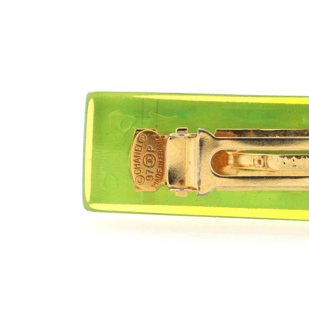 CC Holographic Hair Barrette Metal and Resin Thin XS
