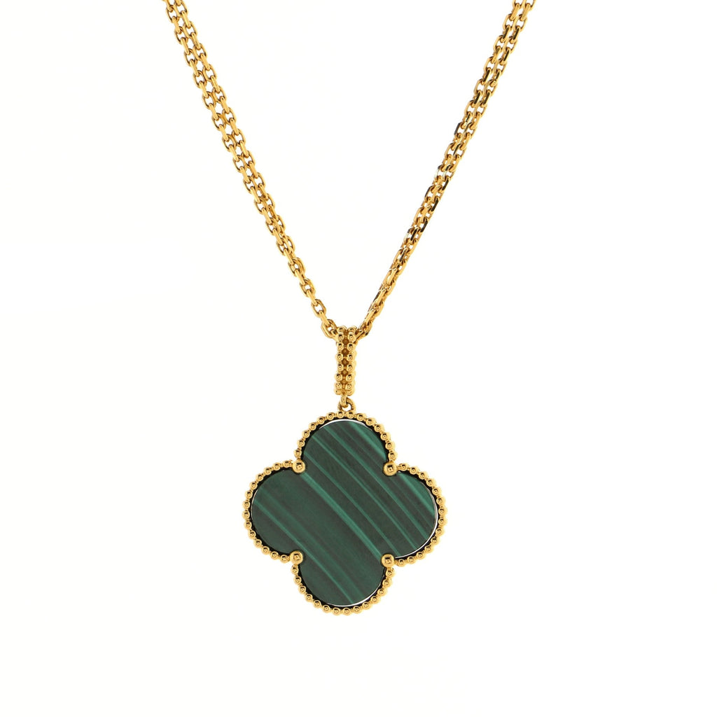 Magic Alhambra Pendant Necklace 18K Yellow Gold and Malachite