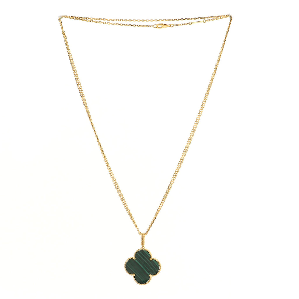 Magic Alhambra Pendant Necklace 18K Yellow Gold and Malachite