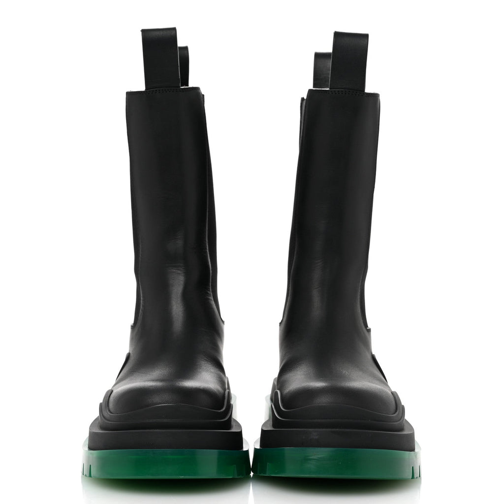 Calfskin The Tire Chelsea Boots 35 Black Green