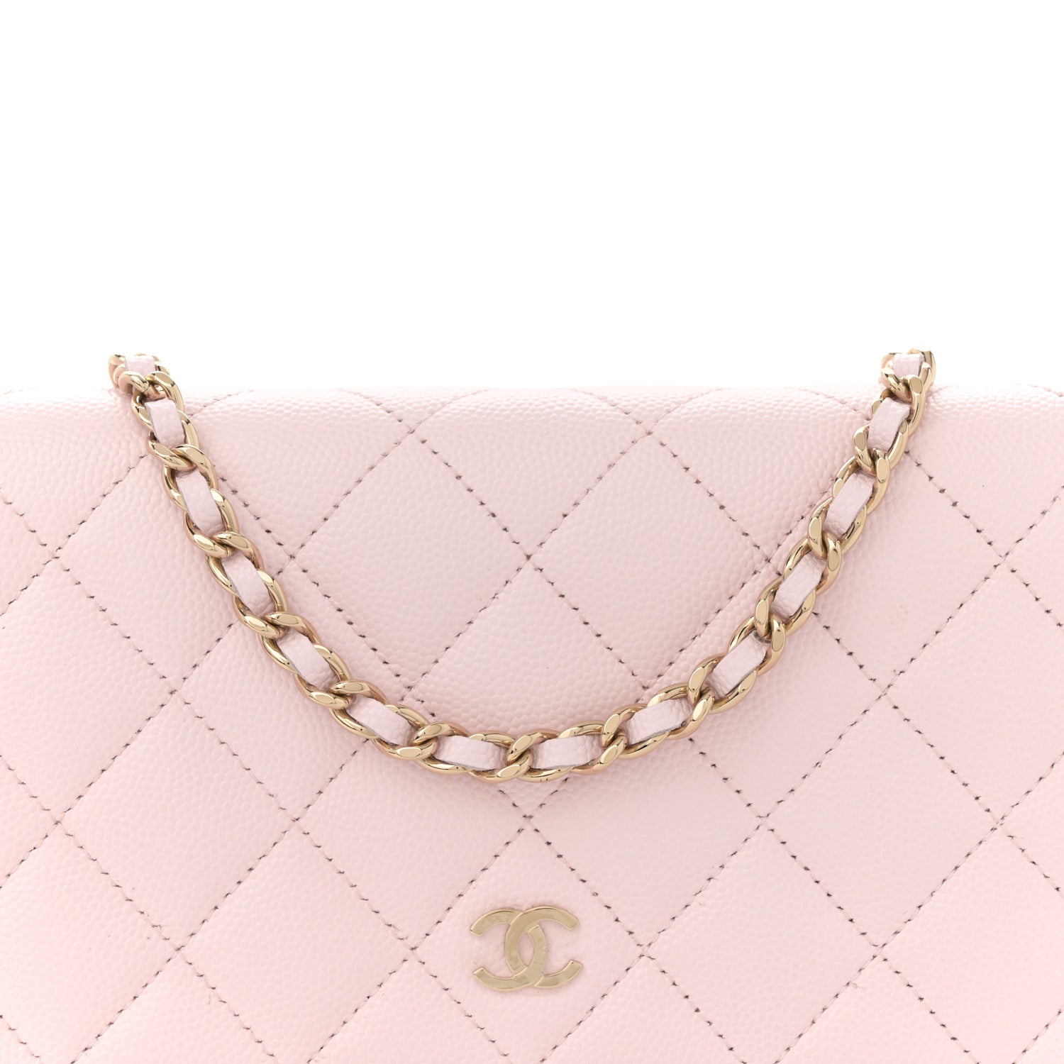 Caviar Quilted Wallet on Chain WOC Light Pink