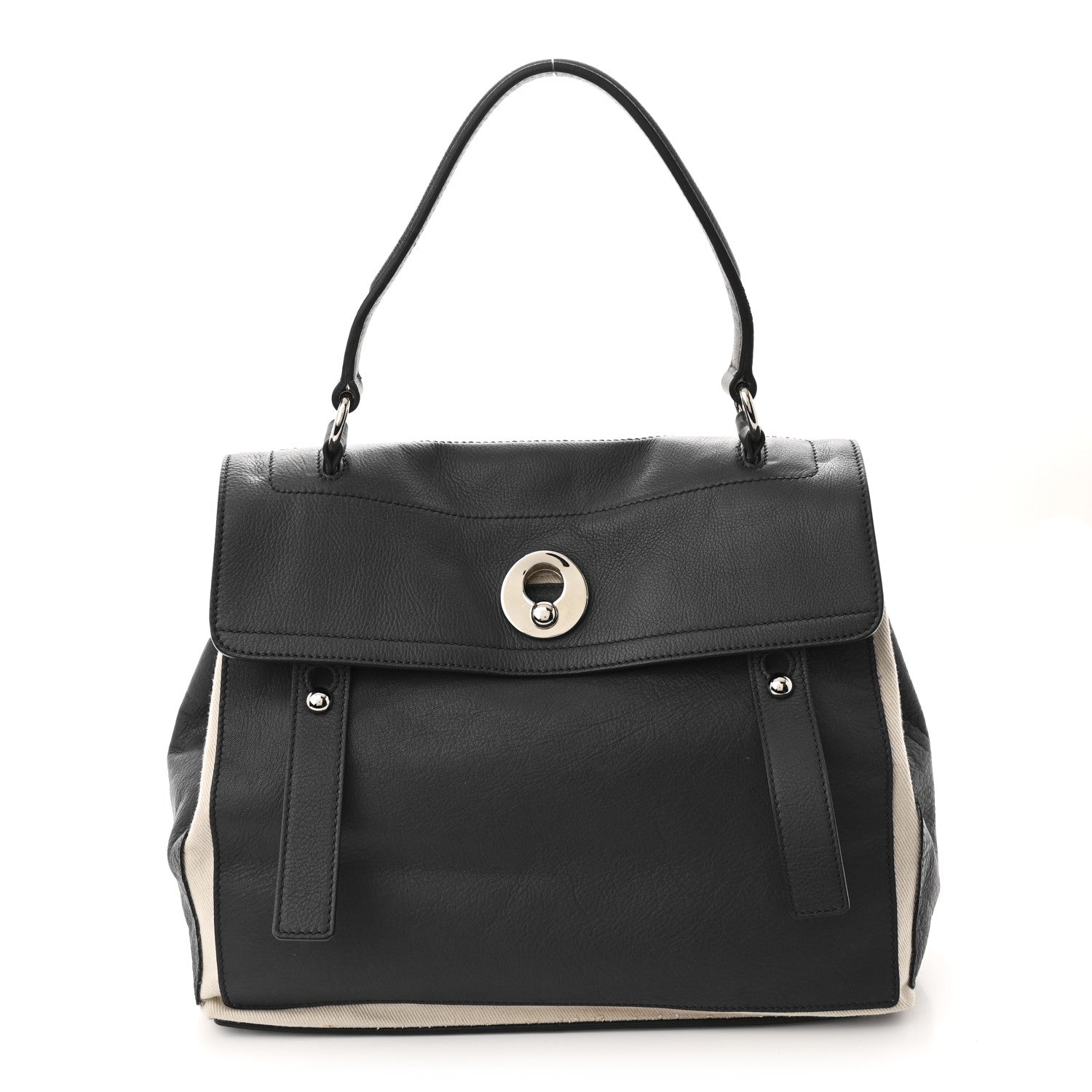 Calfskin Canvas Large Muse Two Grey