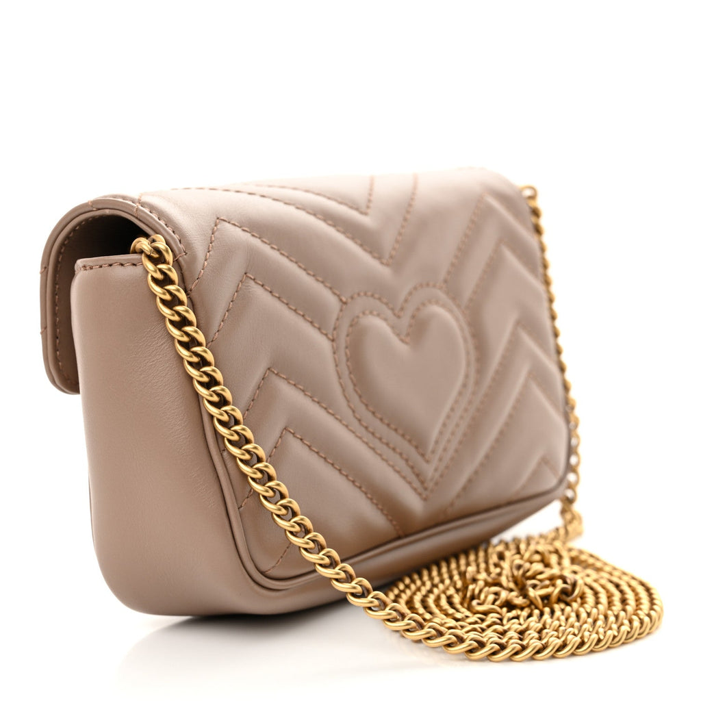 Calfskin Matelasse Super Mini GG Marmont Shoulder Bag Porcelain Rose